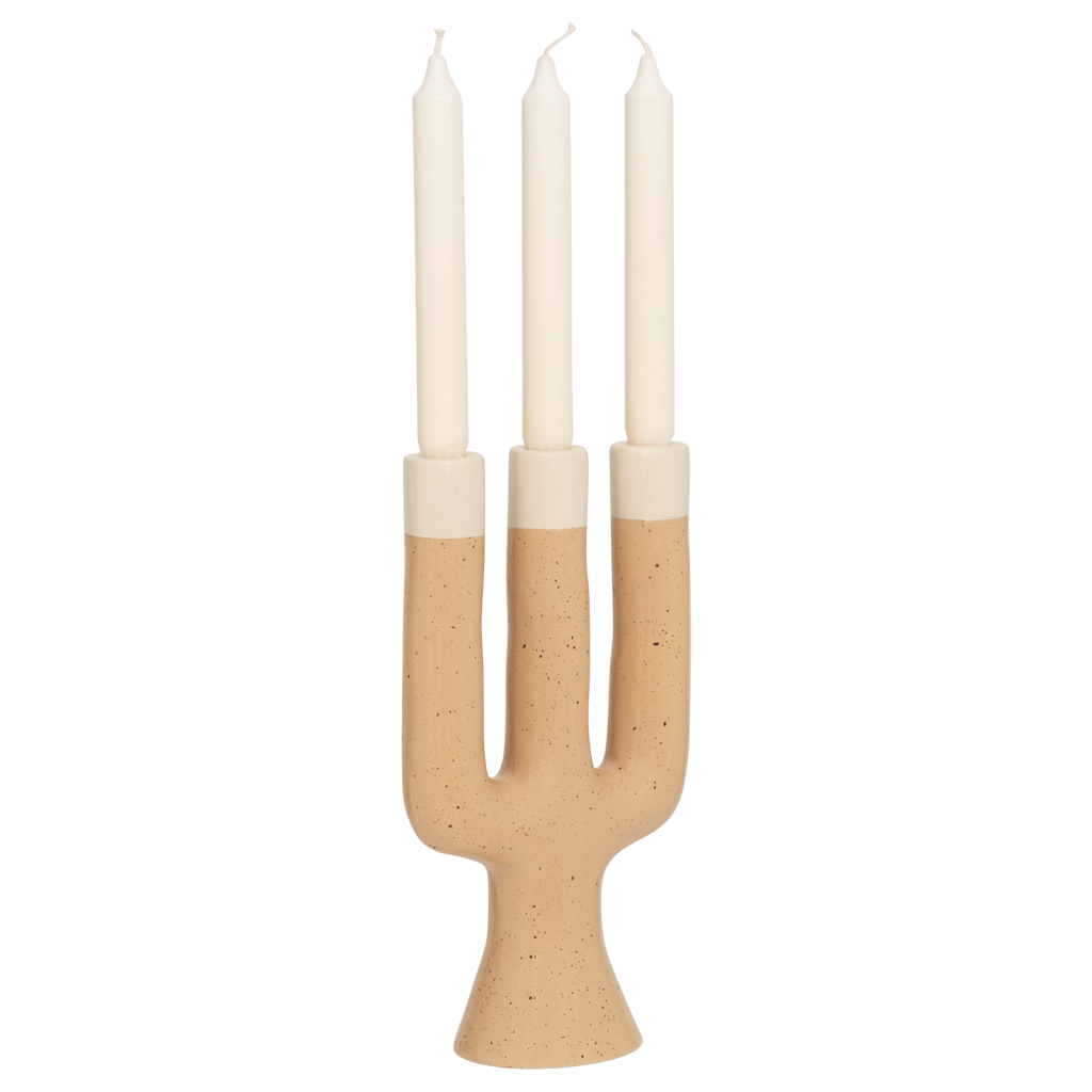 NOX Candle Holder Beige Ceramic