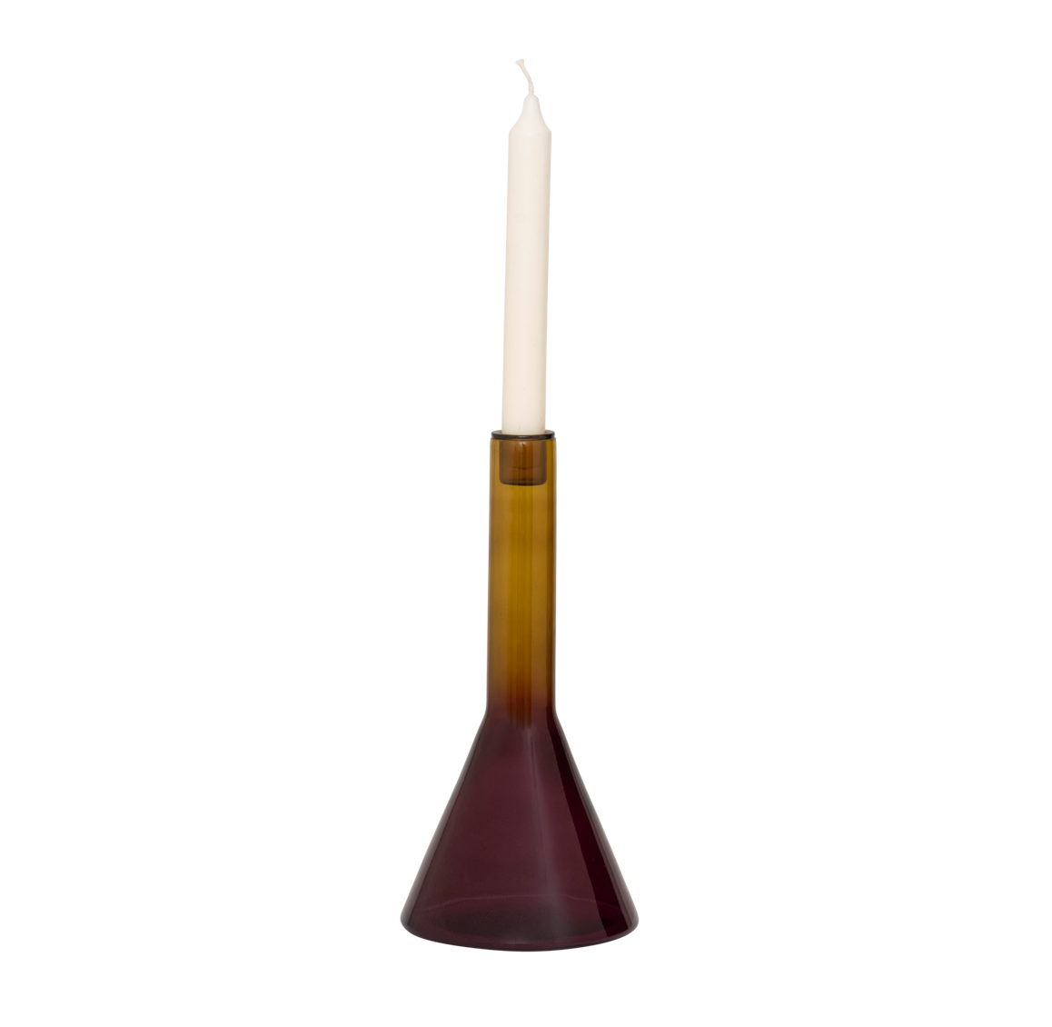 Olive FRISK Glass Candle Holder with Purple