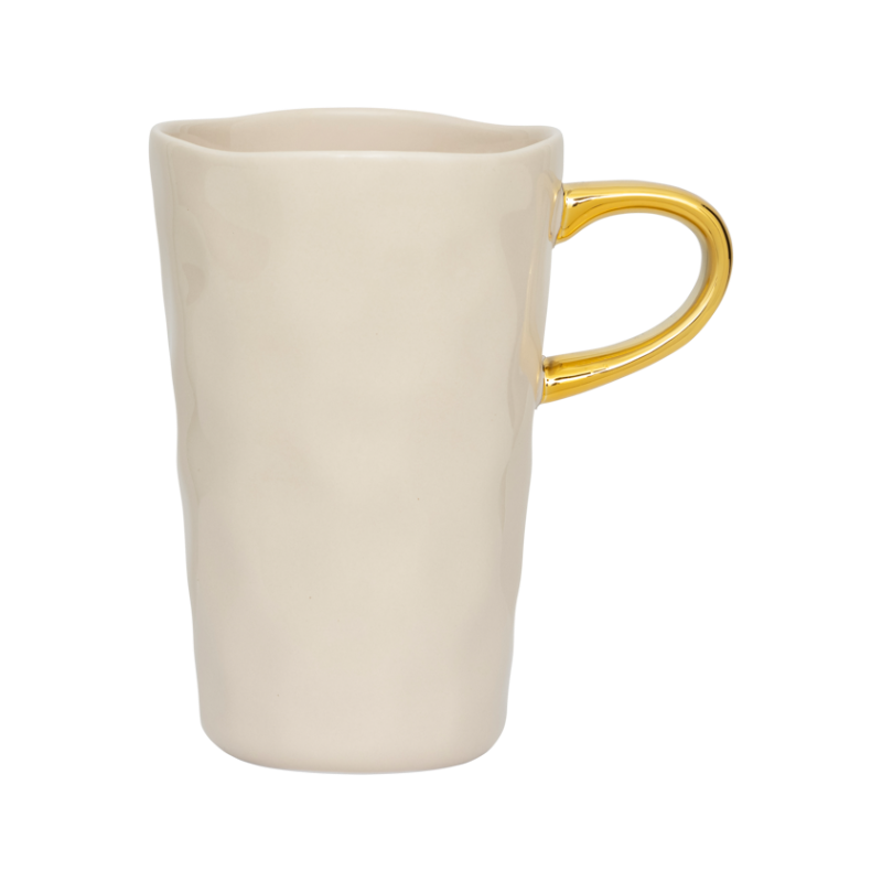 GOOD MORNING cream latte mug with gold