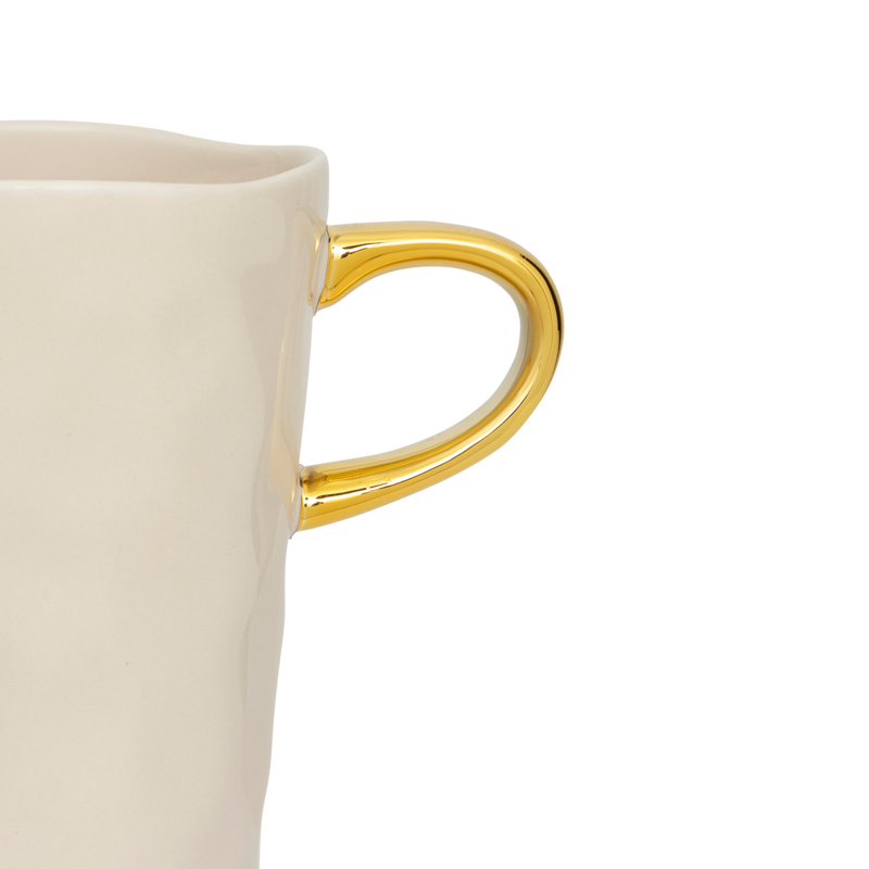GOOD MORNING cream latte mug with gold