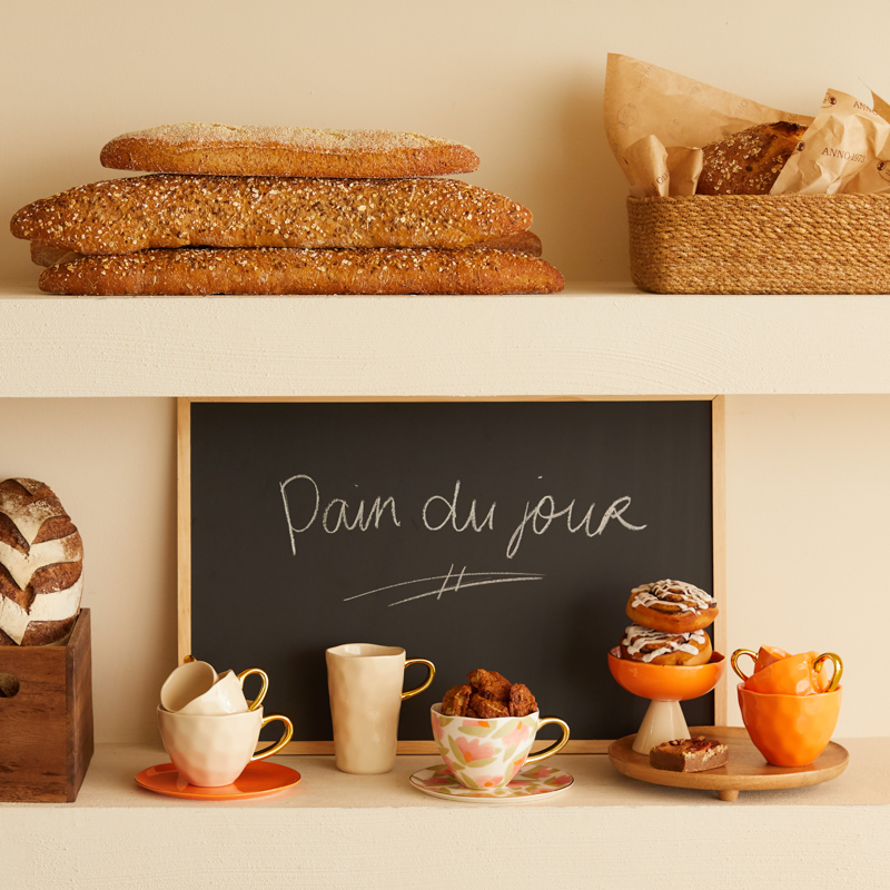 GOOD MORNING cream latte mug with gold
