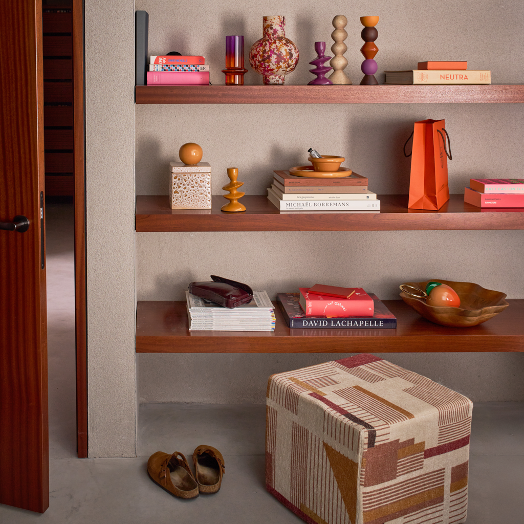 Orange Glass Vase MUNTER with Purple