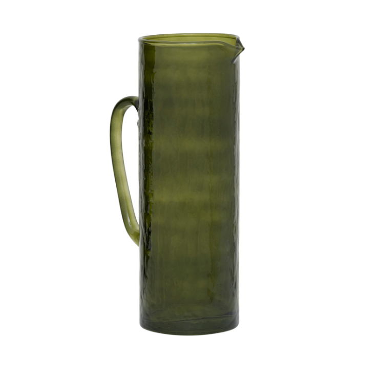 HAMMERED Green Glass Jug