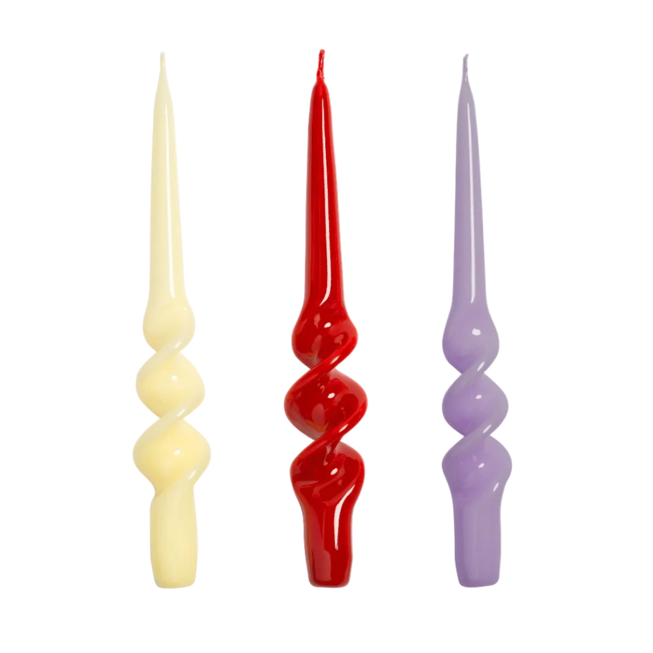 ALPHA SUNSET Candle Set in Purple with Red and Yellow