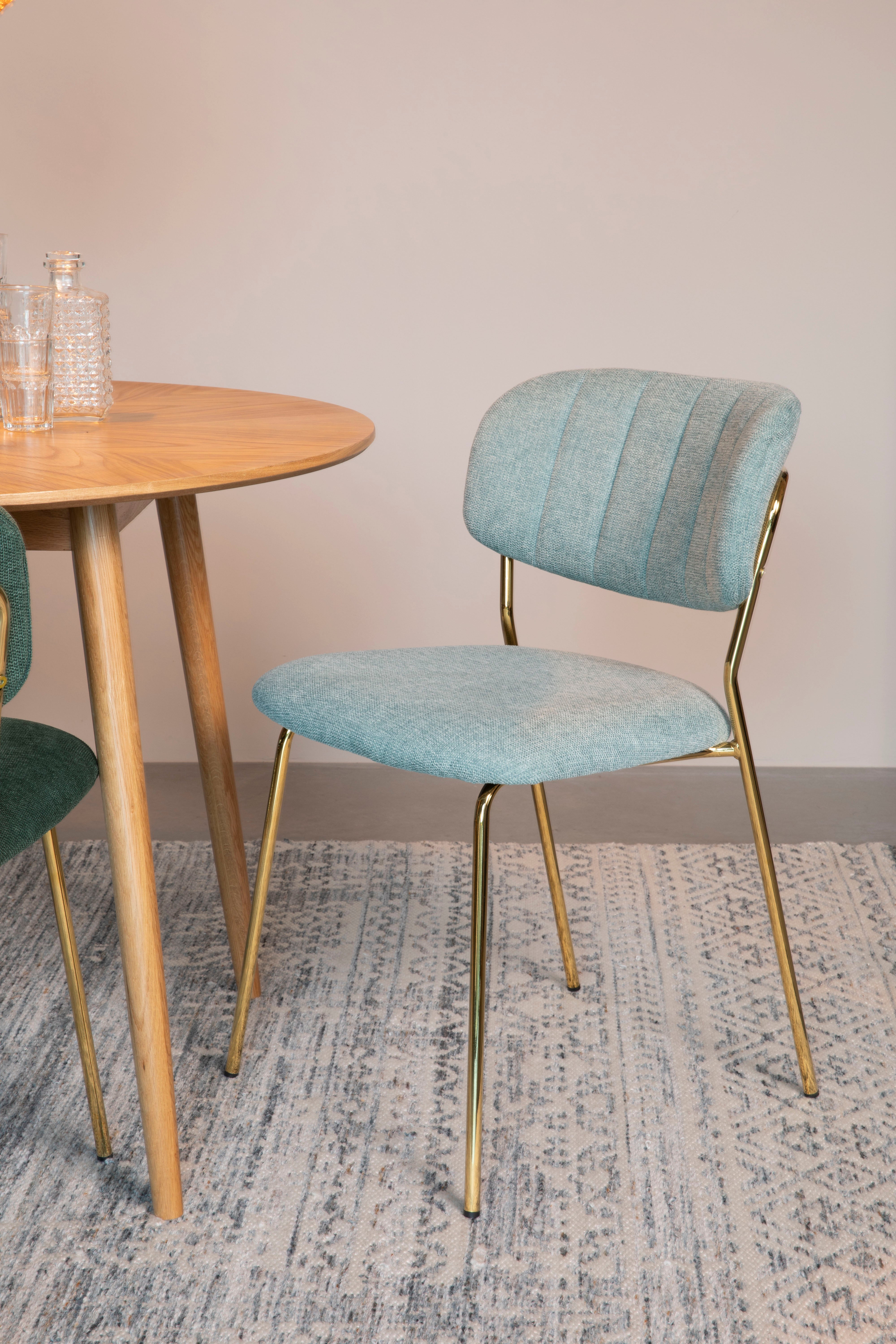 Jolien light -green chair with a golden base