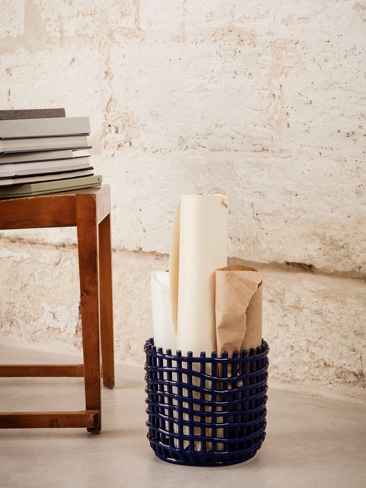 Ceramic basket Basket blue