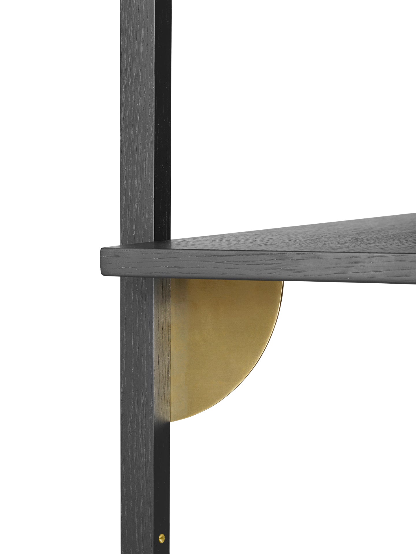 SECTOR TRIPLE NARROW shelf in black ash veneer with brass finish