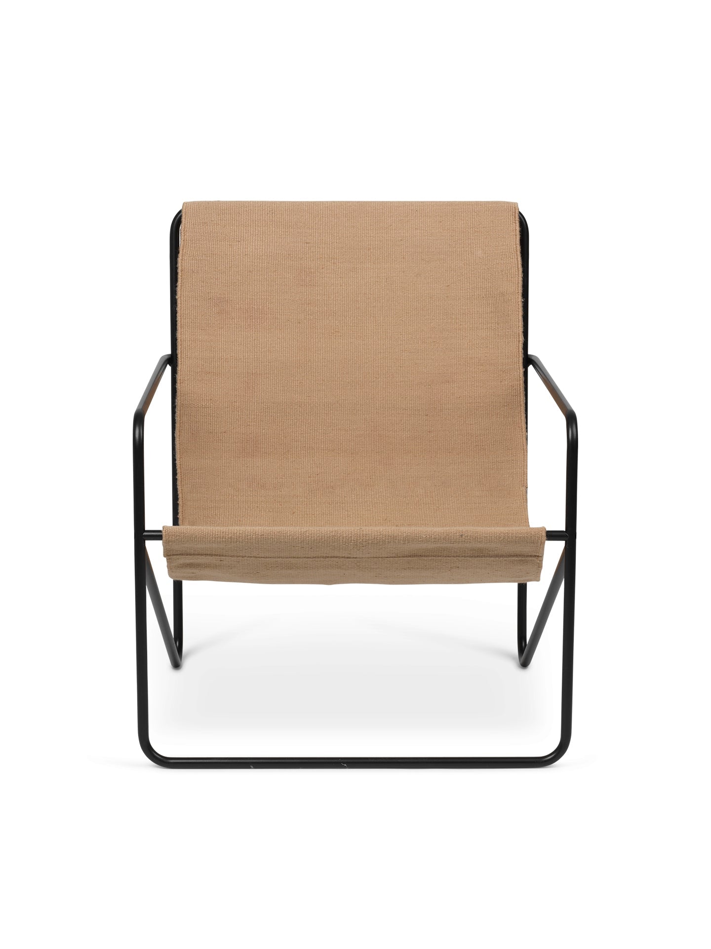 Wüste beige Gartensessel mit einer schwarzen Basis