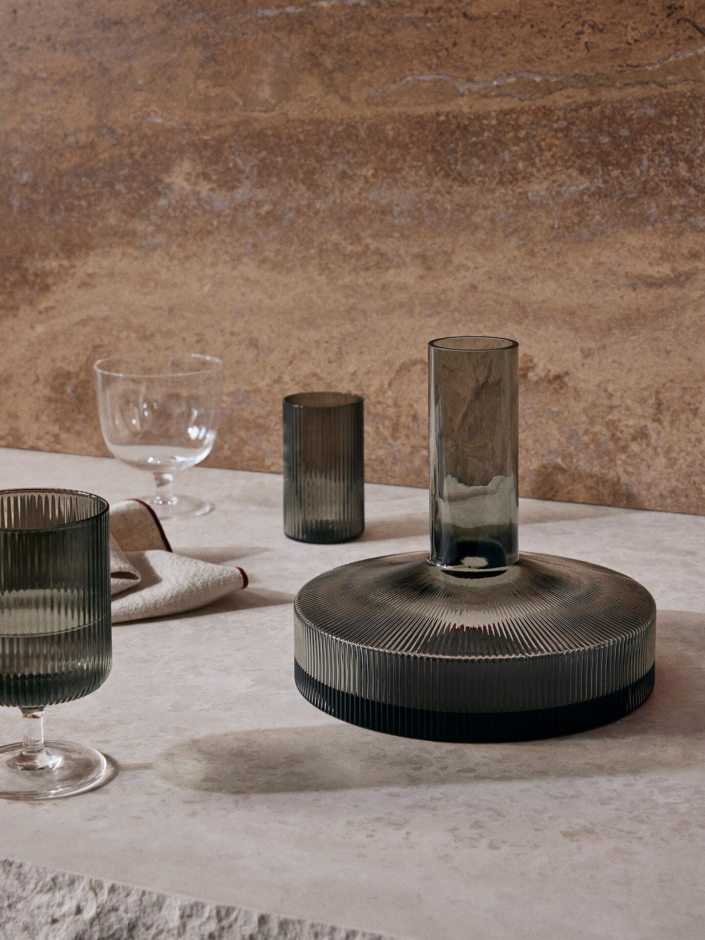 RIPPLE VERRINES Glass Set Smoked Glass