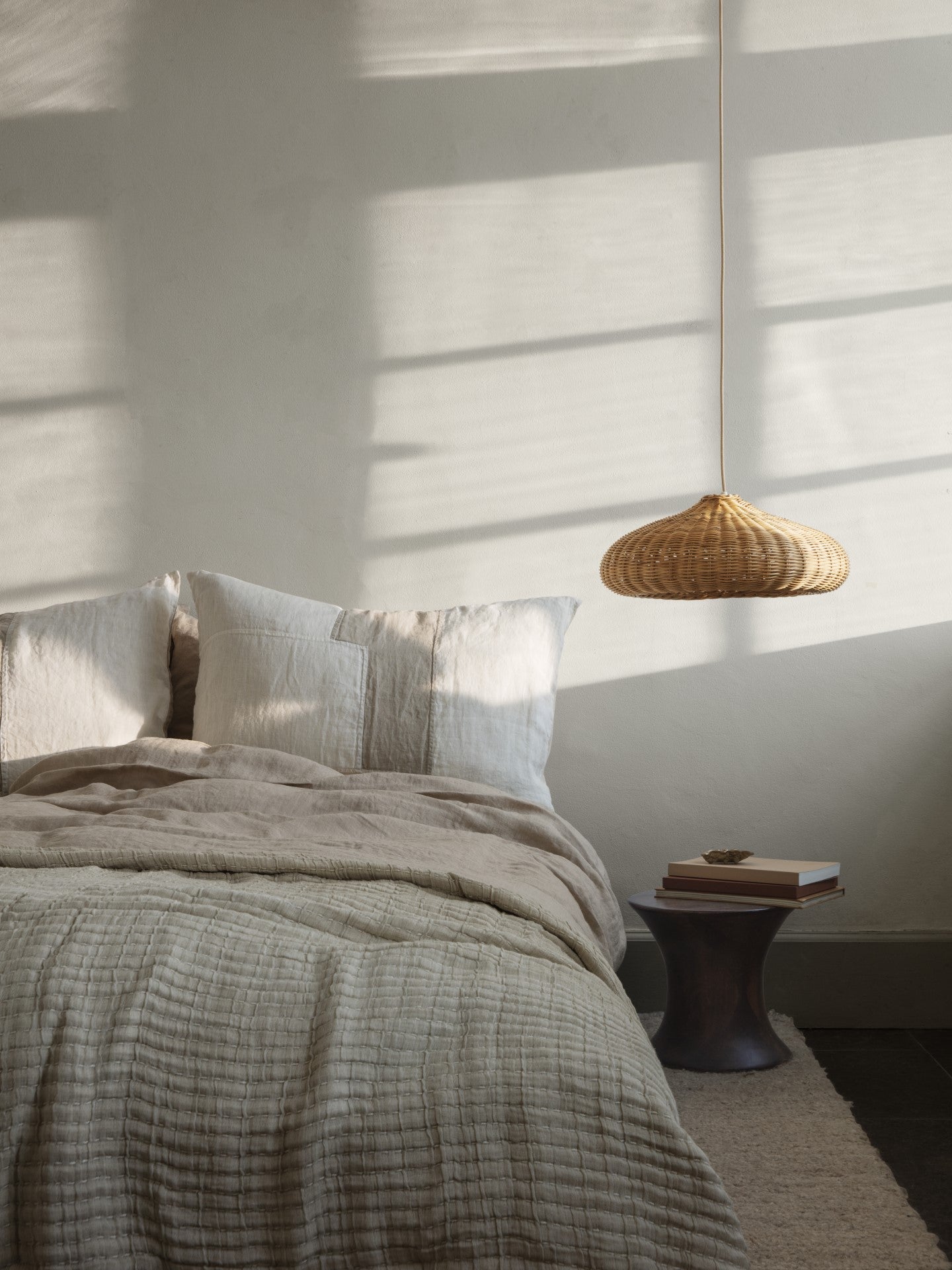 Braided disc ratan lampshade