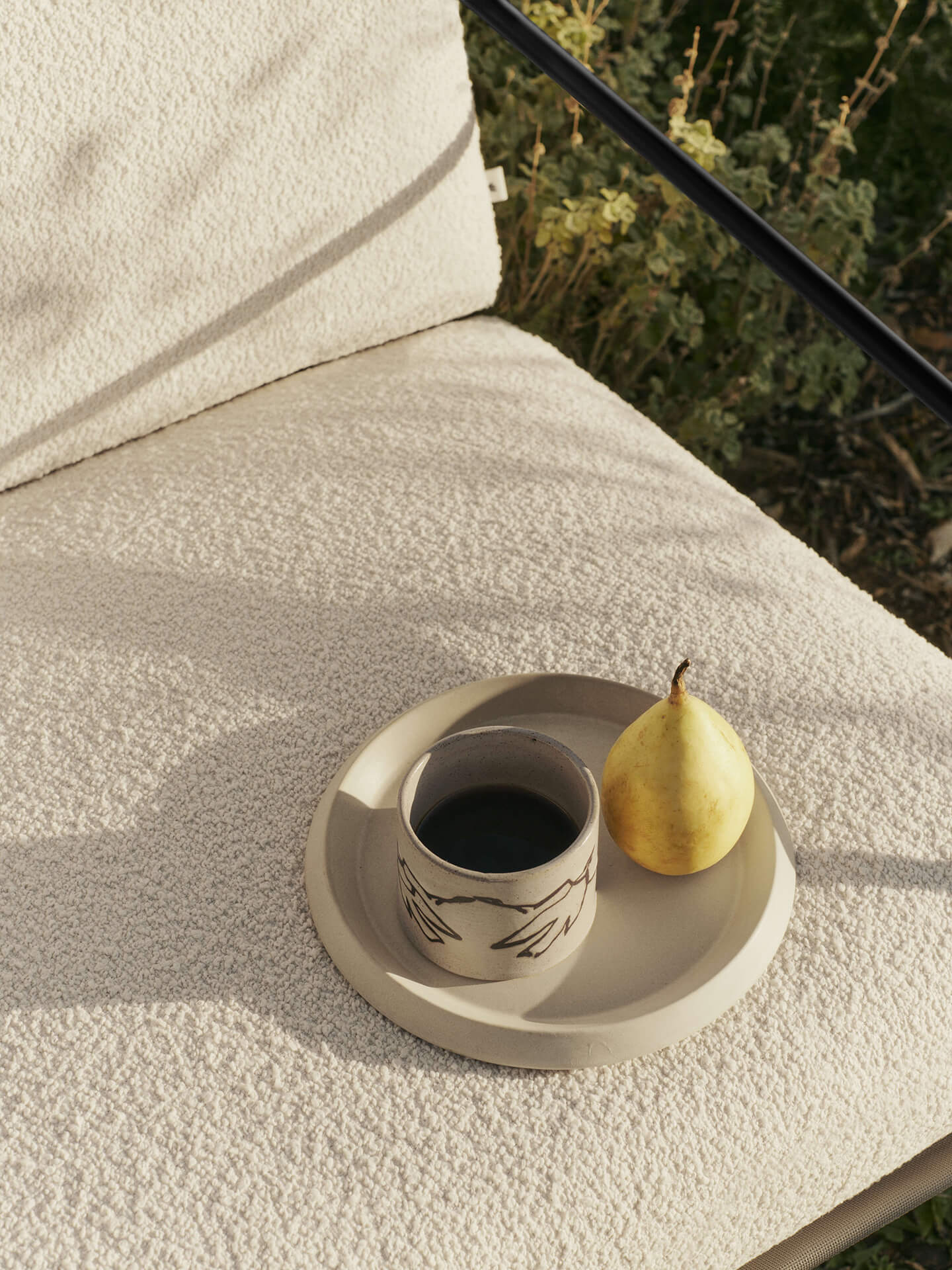Outdoor Armchair DESERT Broken White with Black Base