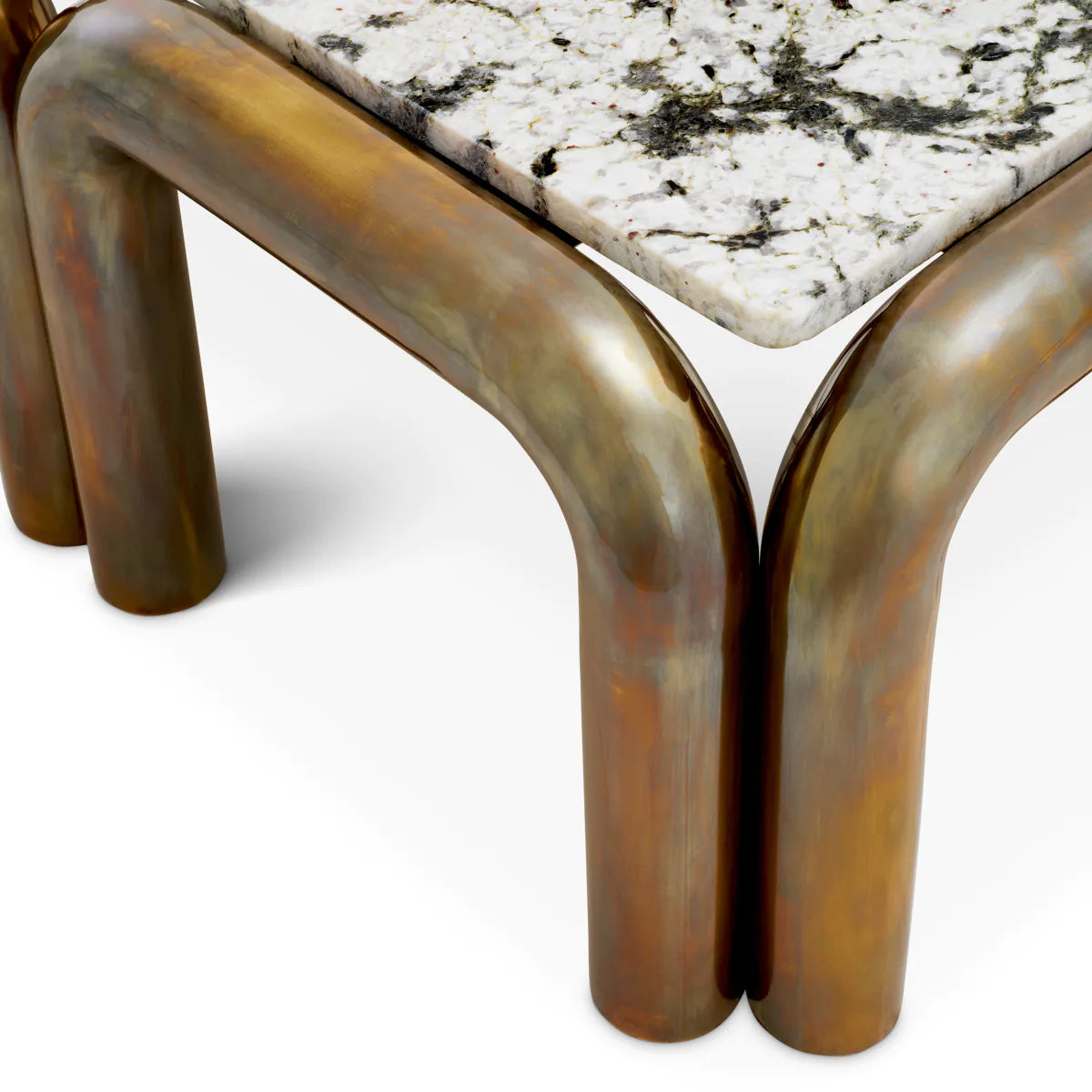 Sunwood Couchtisch, ein Marmoroberteil mit altem Gold