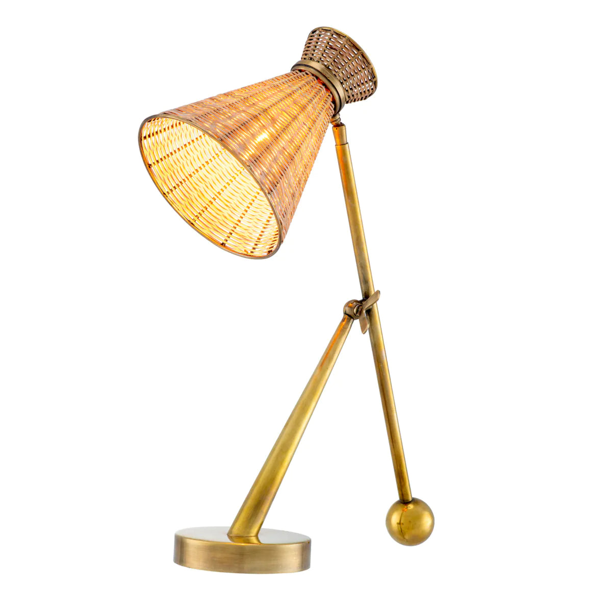 KON TIKI table lamp rattan with antique gold