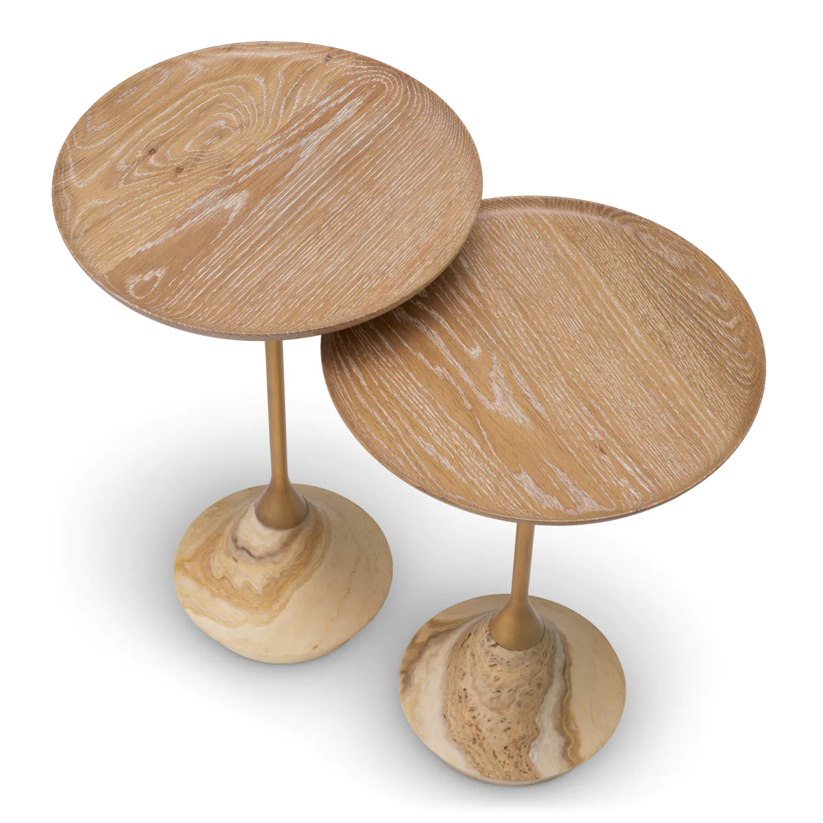 PUGLIA Table Set Oak Wood with Onyx Base