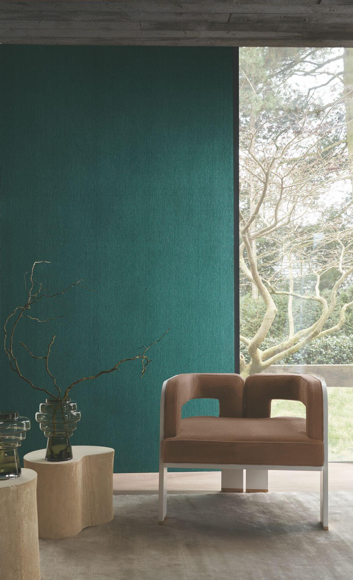 Textile structural wallpaper linen ATMOSPHERE - CELADON mint green