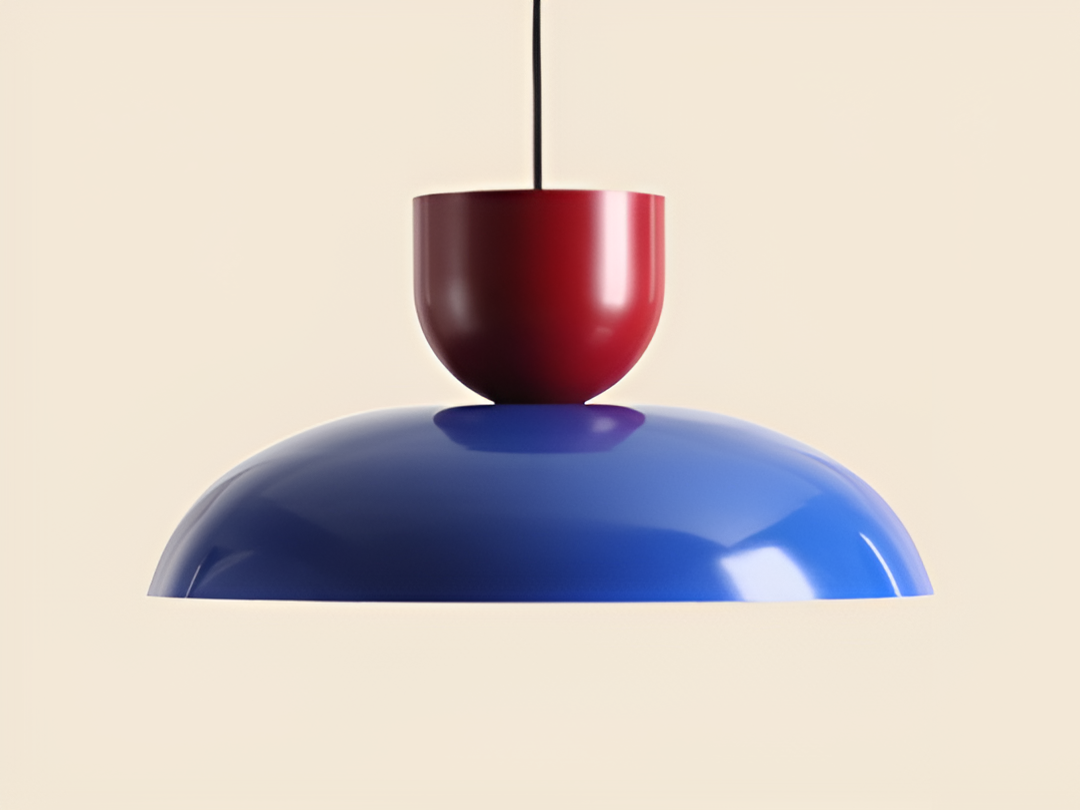 Ella blue hanging lamp with red