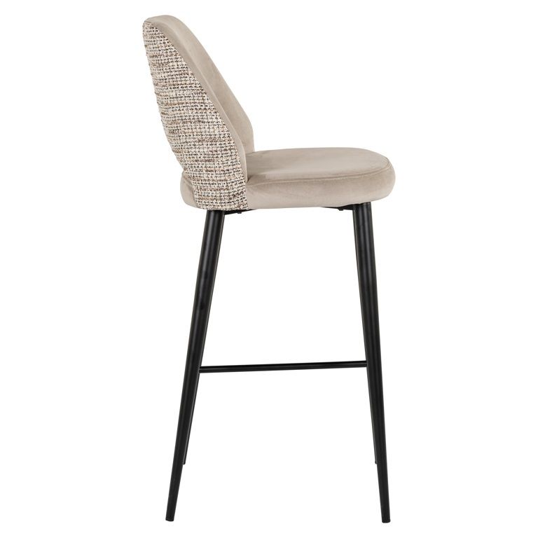 Barhocker TABITHA beige mit schwarzem Fuß