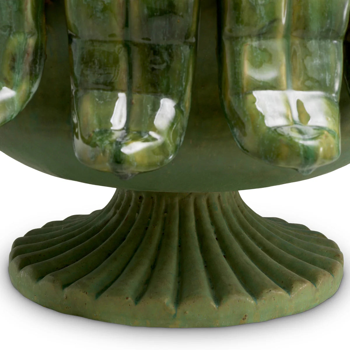 GRANTHAM Green Ceramic Outdoor Planter