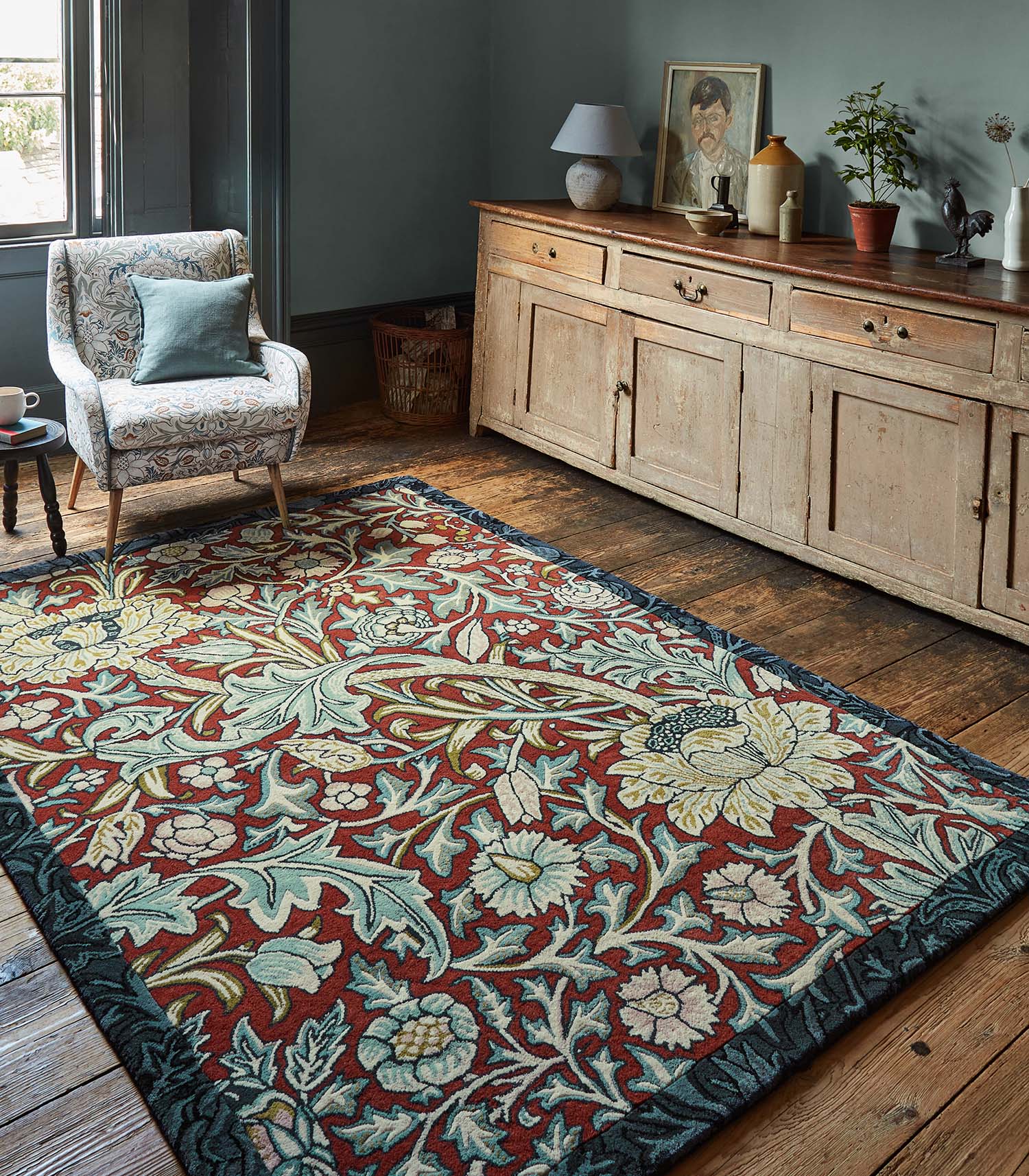 MOREW TRENT MADDER RED WEBB'S Teppich burgunderrot-marineblau