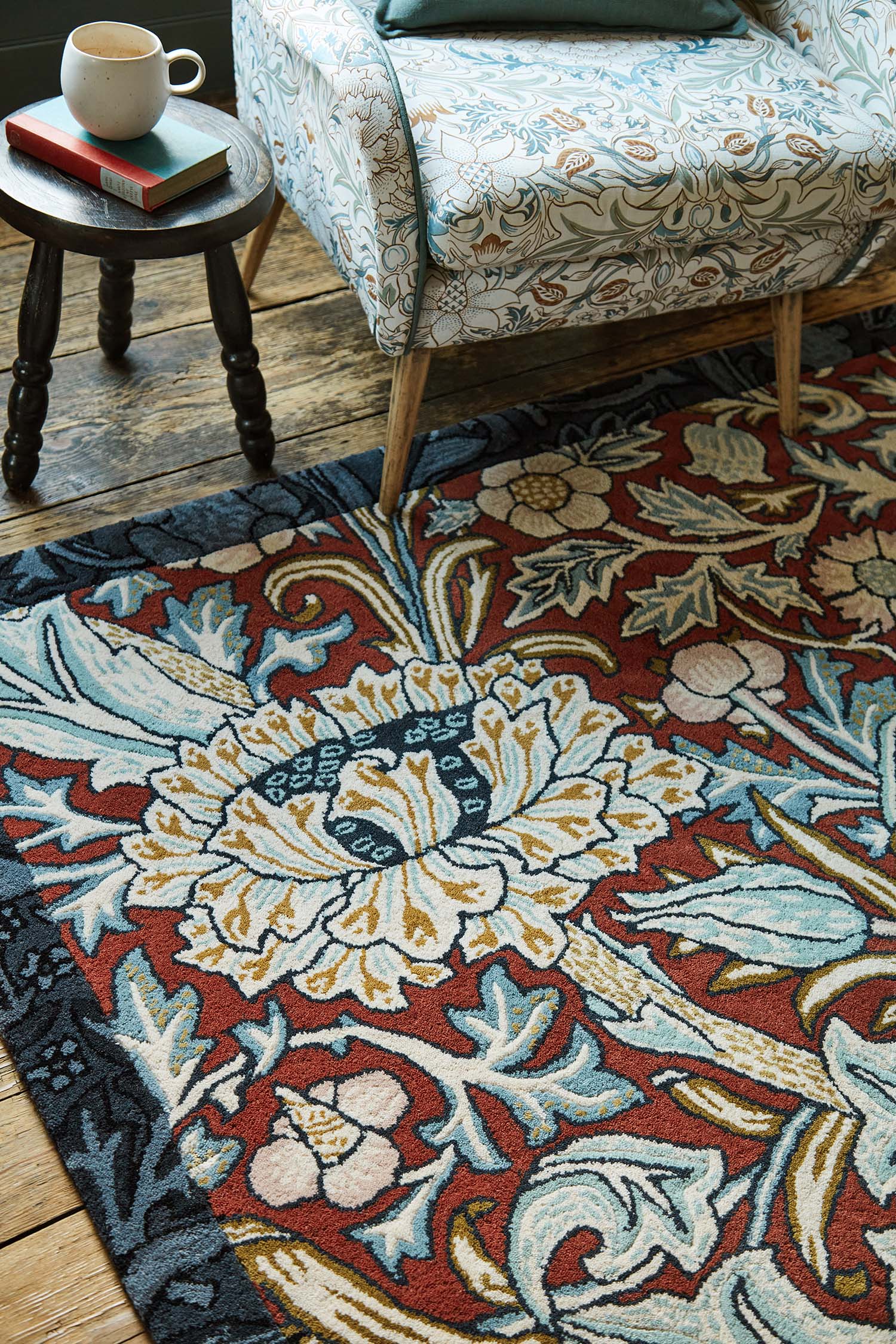 MOREW TRENT MADDER RED WEBB'S Teppich burgunderrot-marineblau