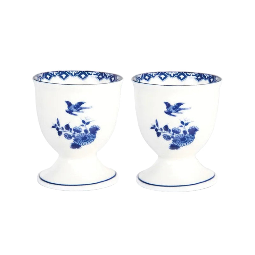 Eierbecher DELFTWARE weiß mit blauem Akzent