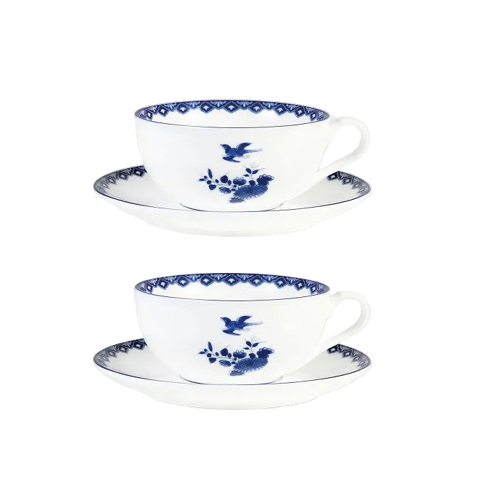 Set of cups with saucer DELFTWARE white with blue