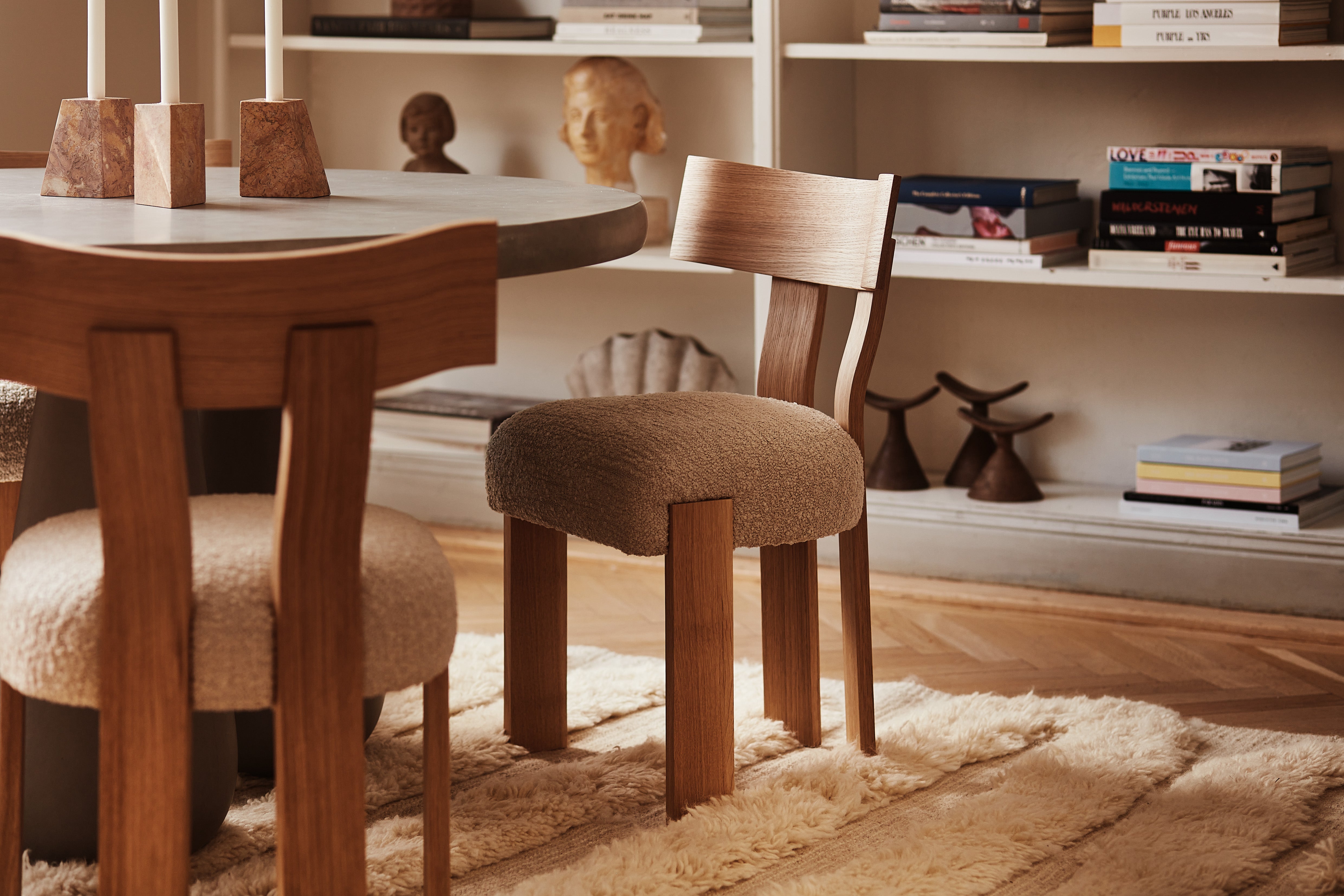 PYRAMID Candle Holder Set Orange Marble