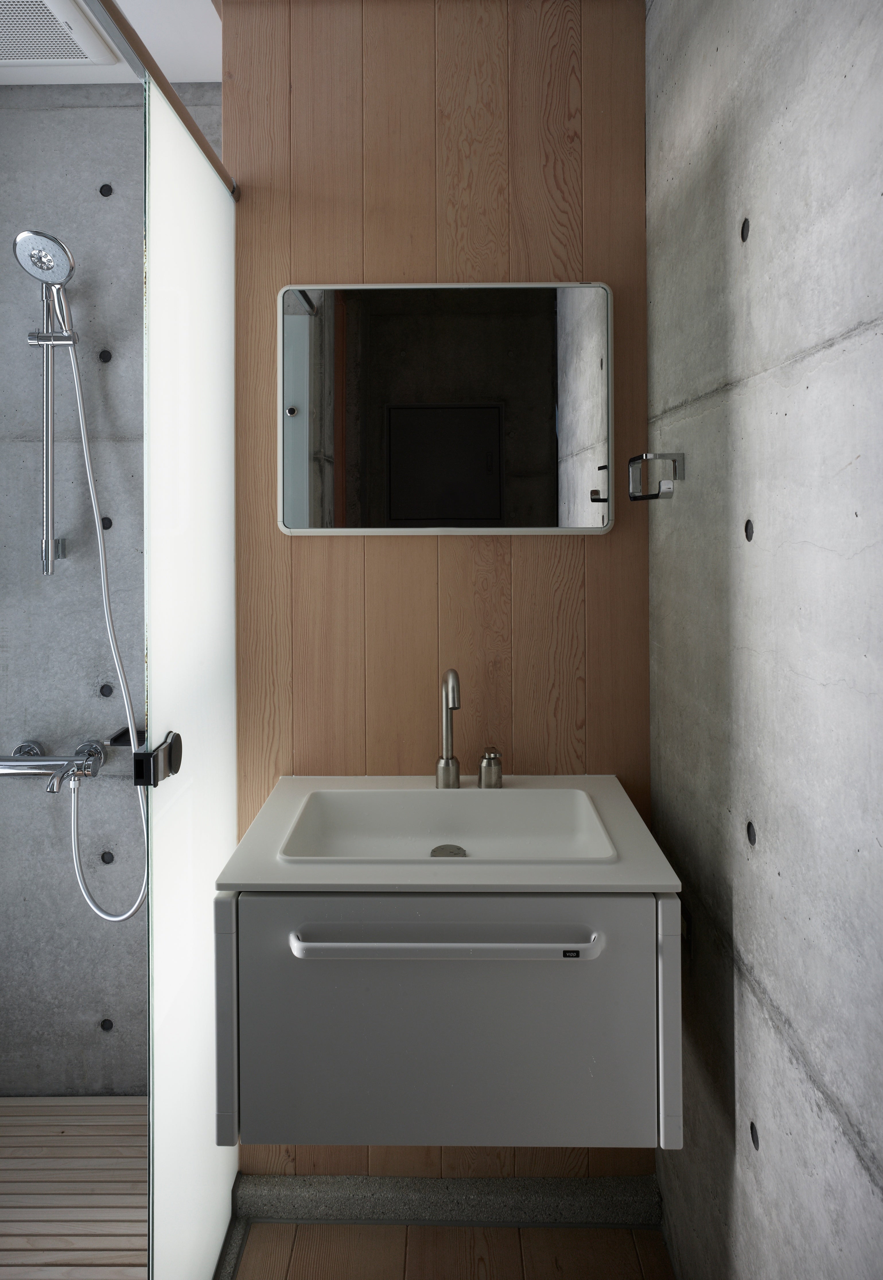 VIPP bathroom mirror with white aluminum frame