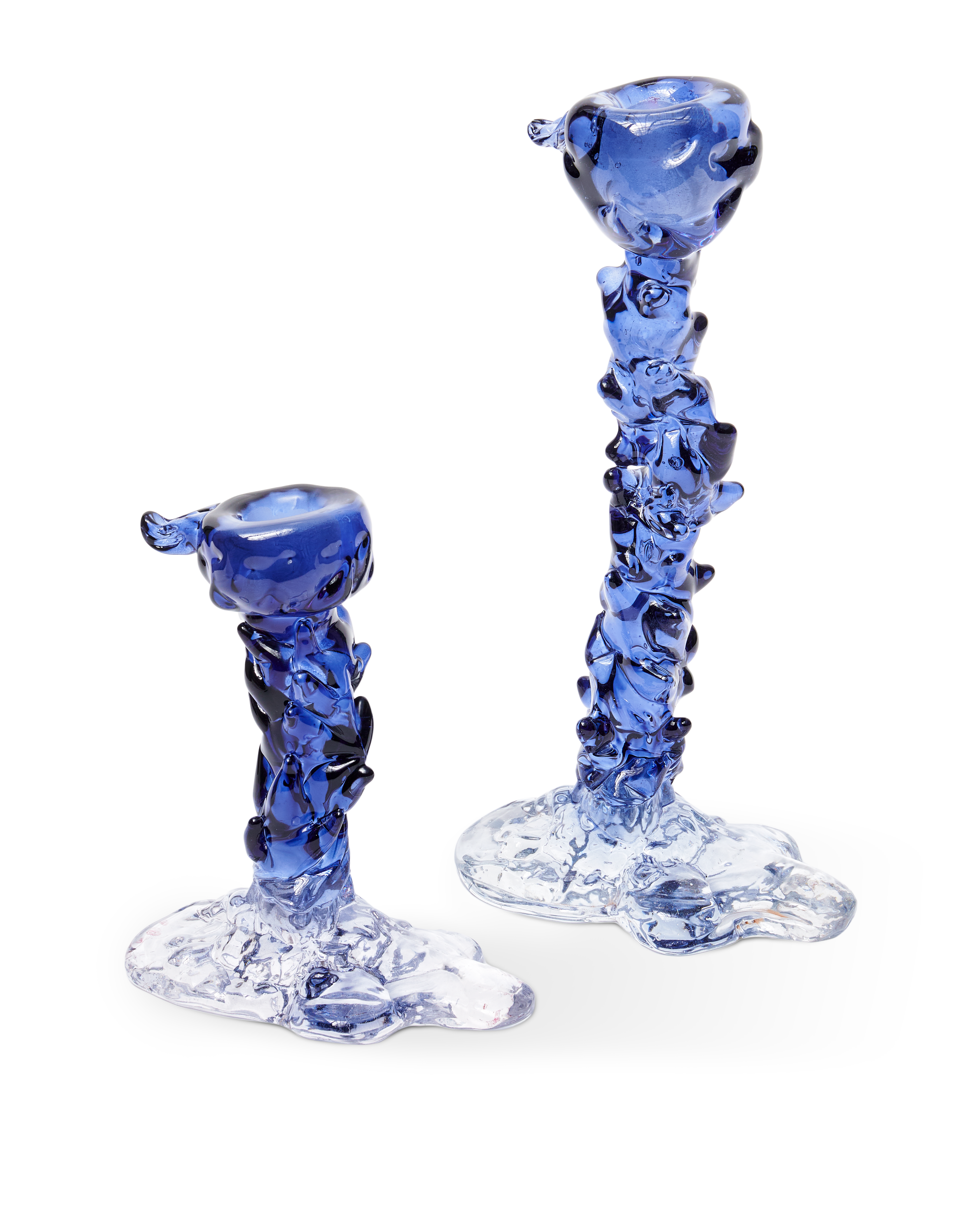 GLASS DRIP Candle Holder Blue