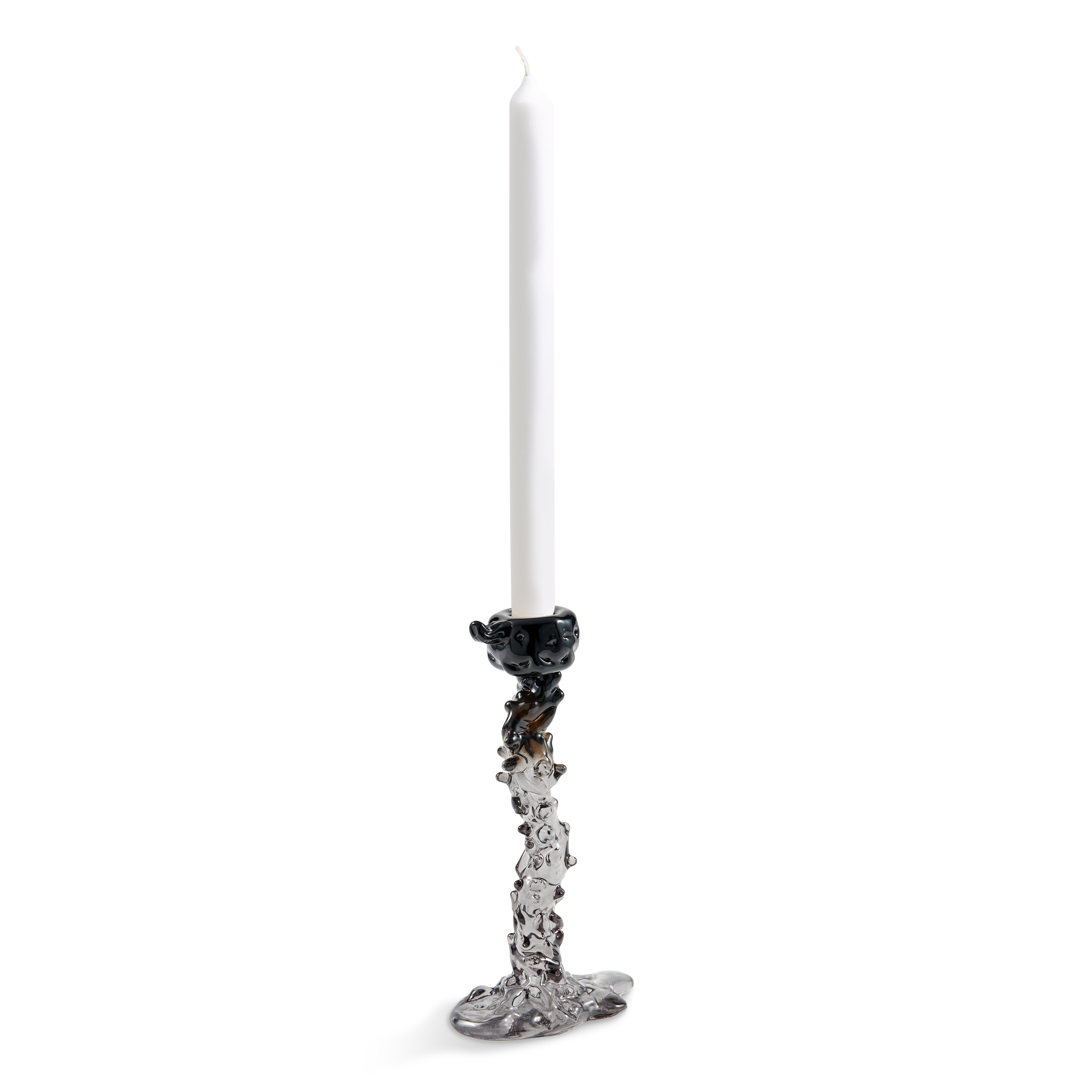 BLACK GLASS DRIP Candle Holder