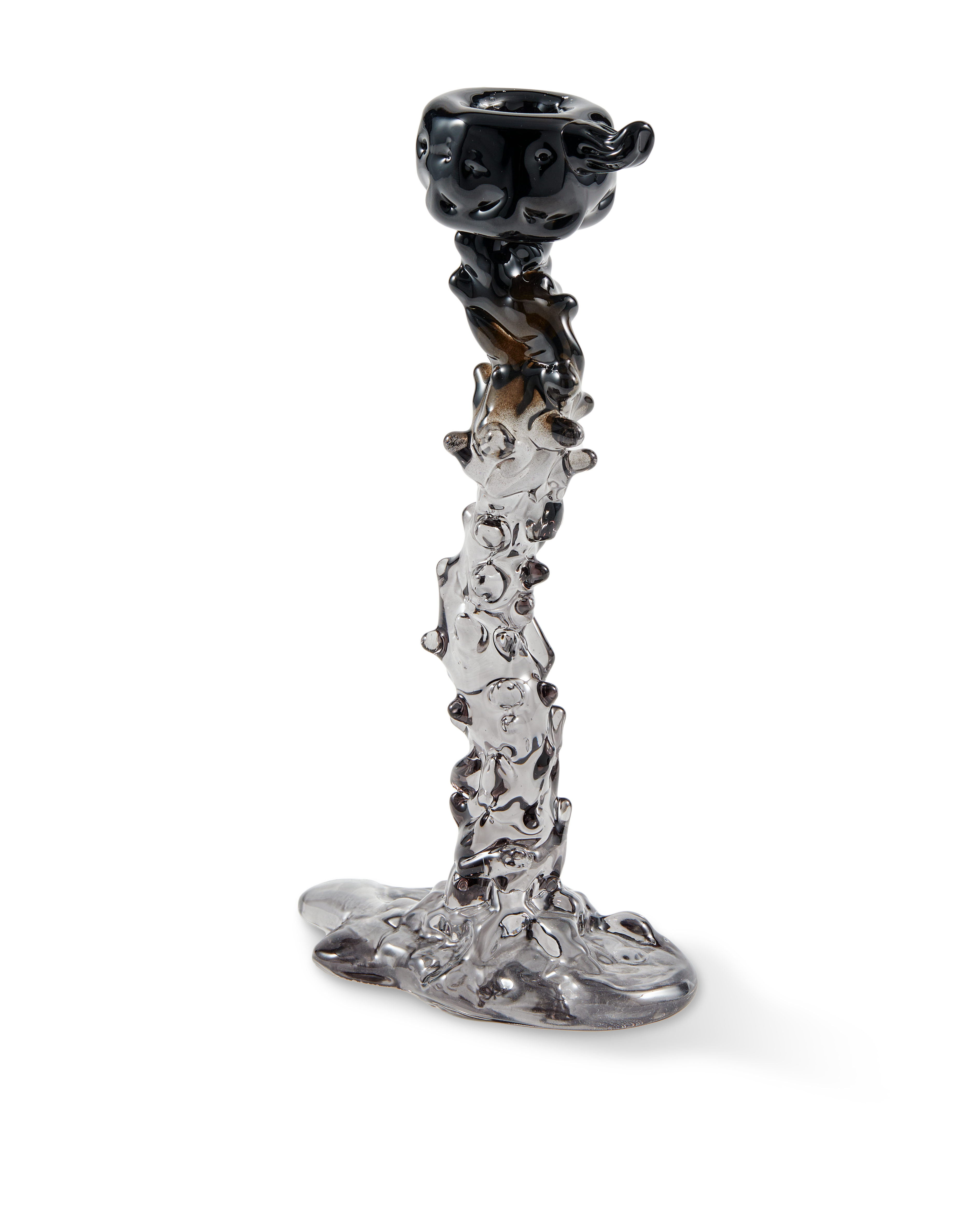 BLACK GLASS DRIP Candle Holder