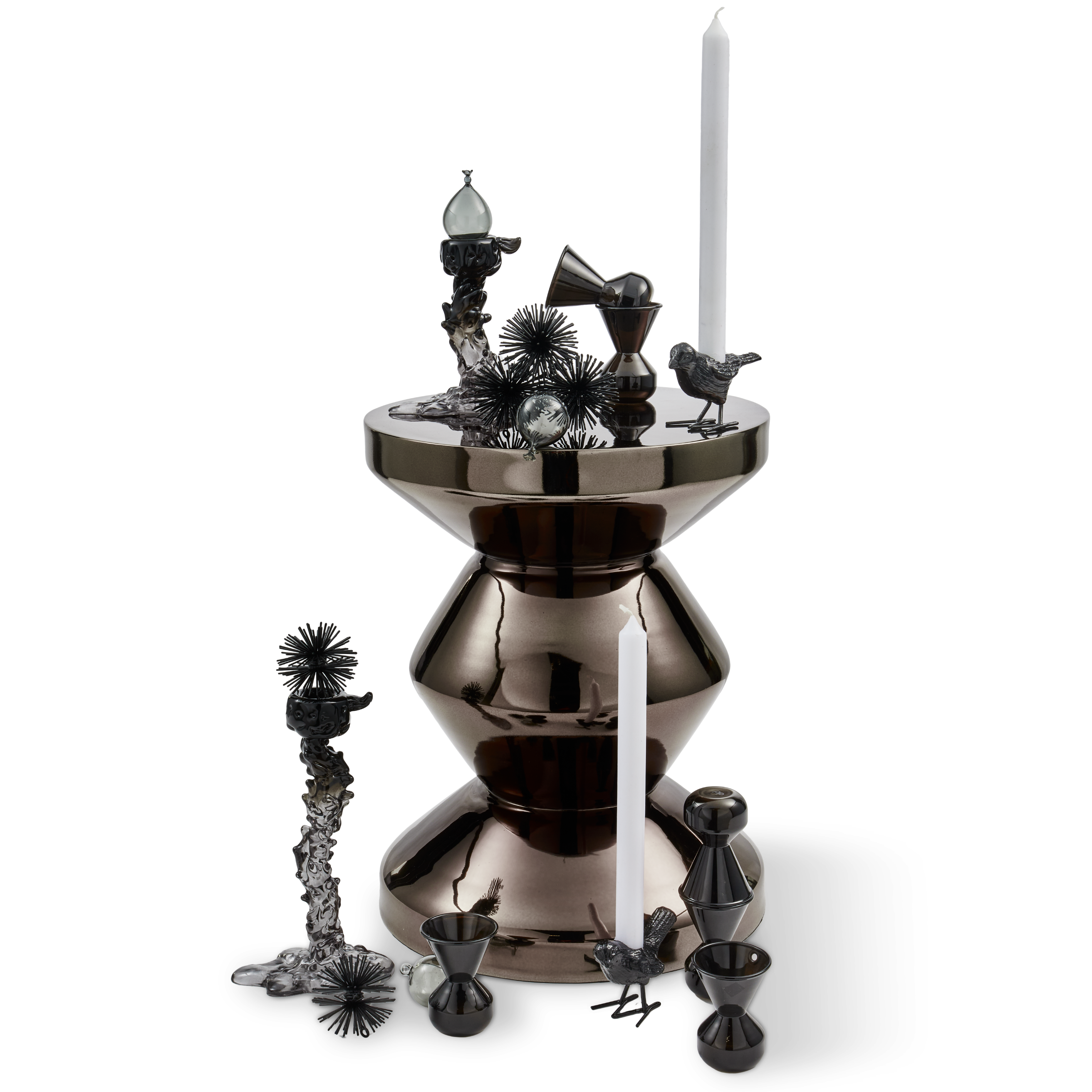 BLACK GLASS DRIP Candle Holder