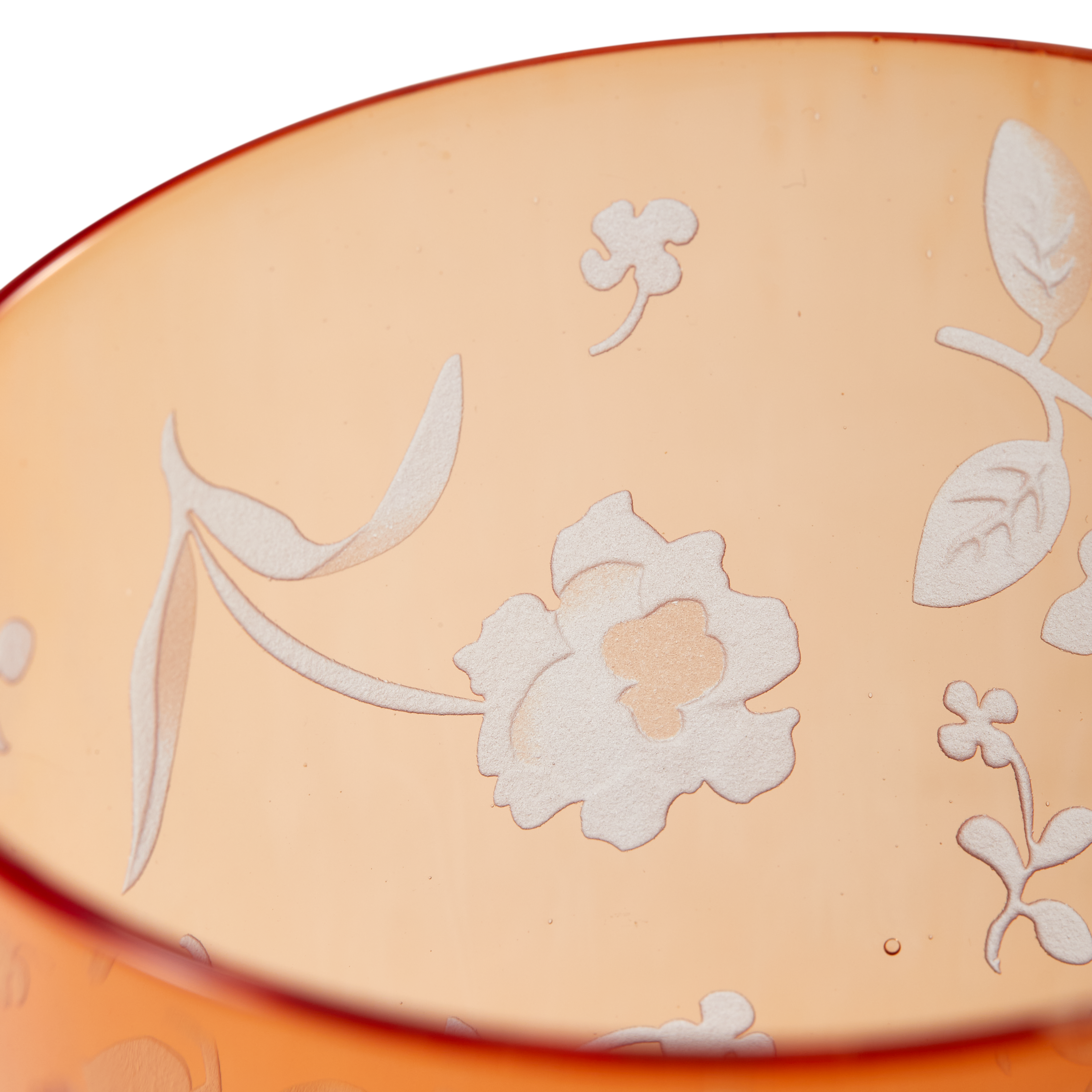 SCATTERED FLOWERS Orange Glasses Set with Sandblasted Pattern