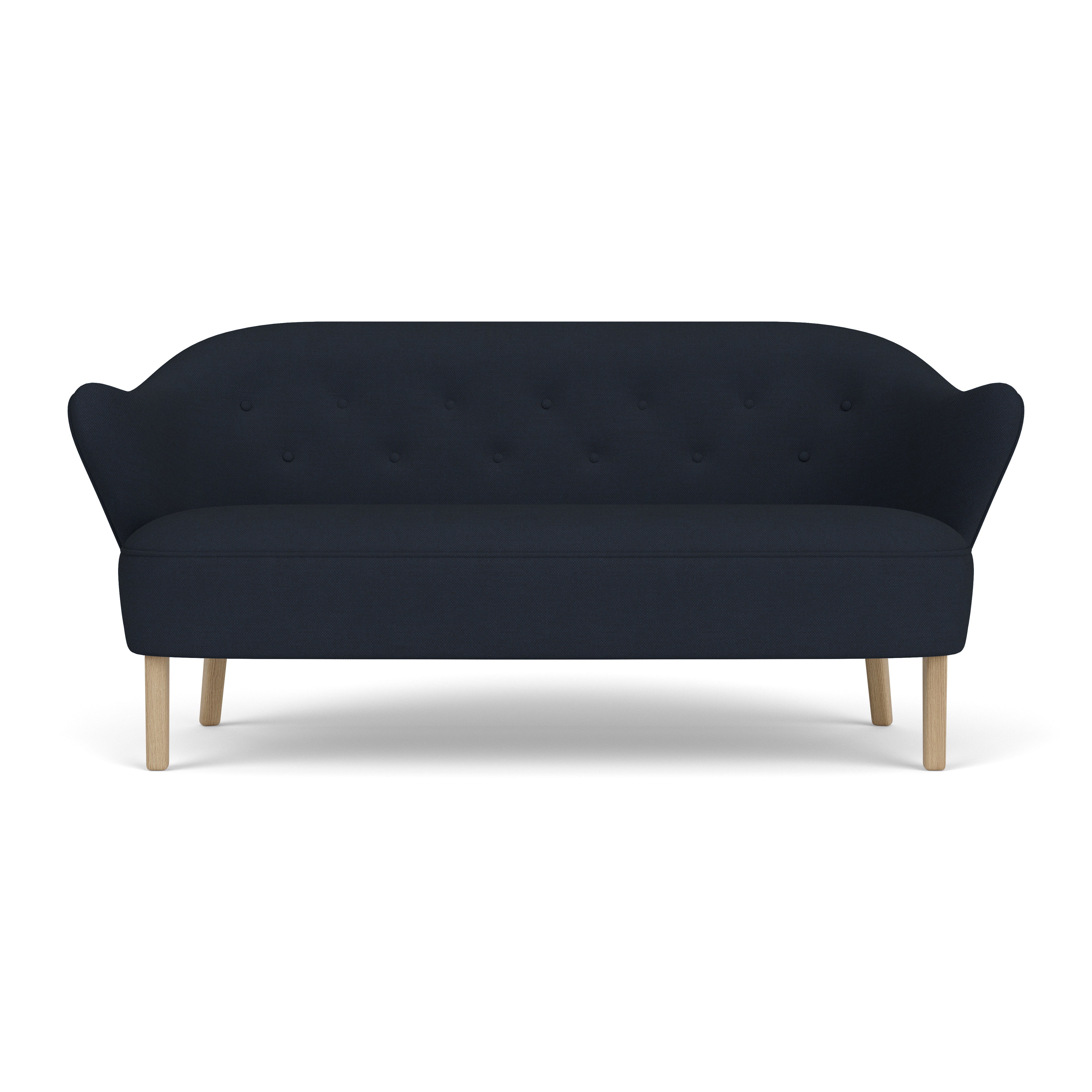 Sofa INGEBORG granatowy z dębową podstawą