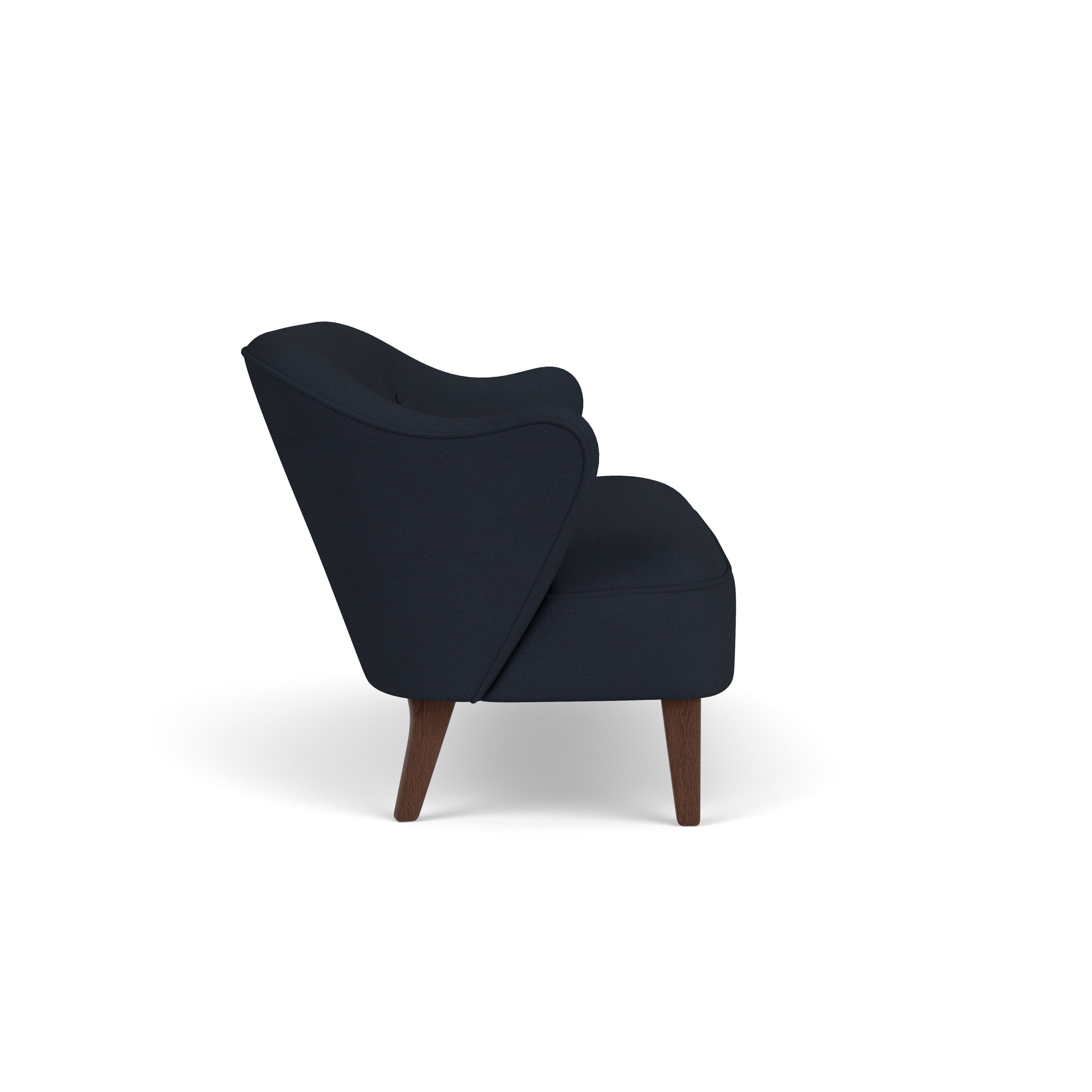 Sofa INGEBORG granatowy z ciemną dębową podstawą