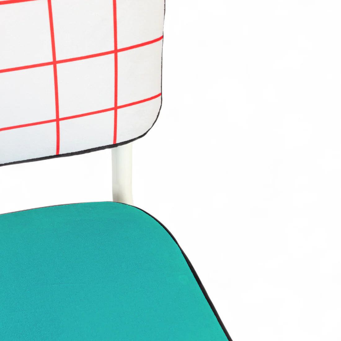 SUPERCHAIR RED GRID turquoise chair with a light yellow base