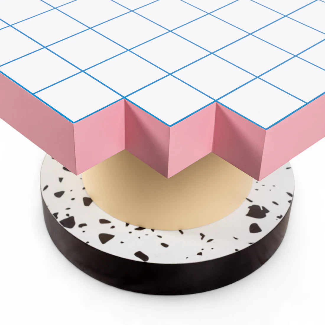 Kaffeetisch SUPERCOFFEE BLUE GRID rosa mit gelb