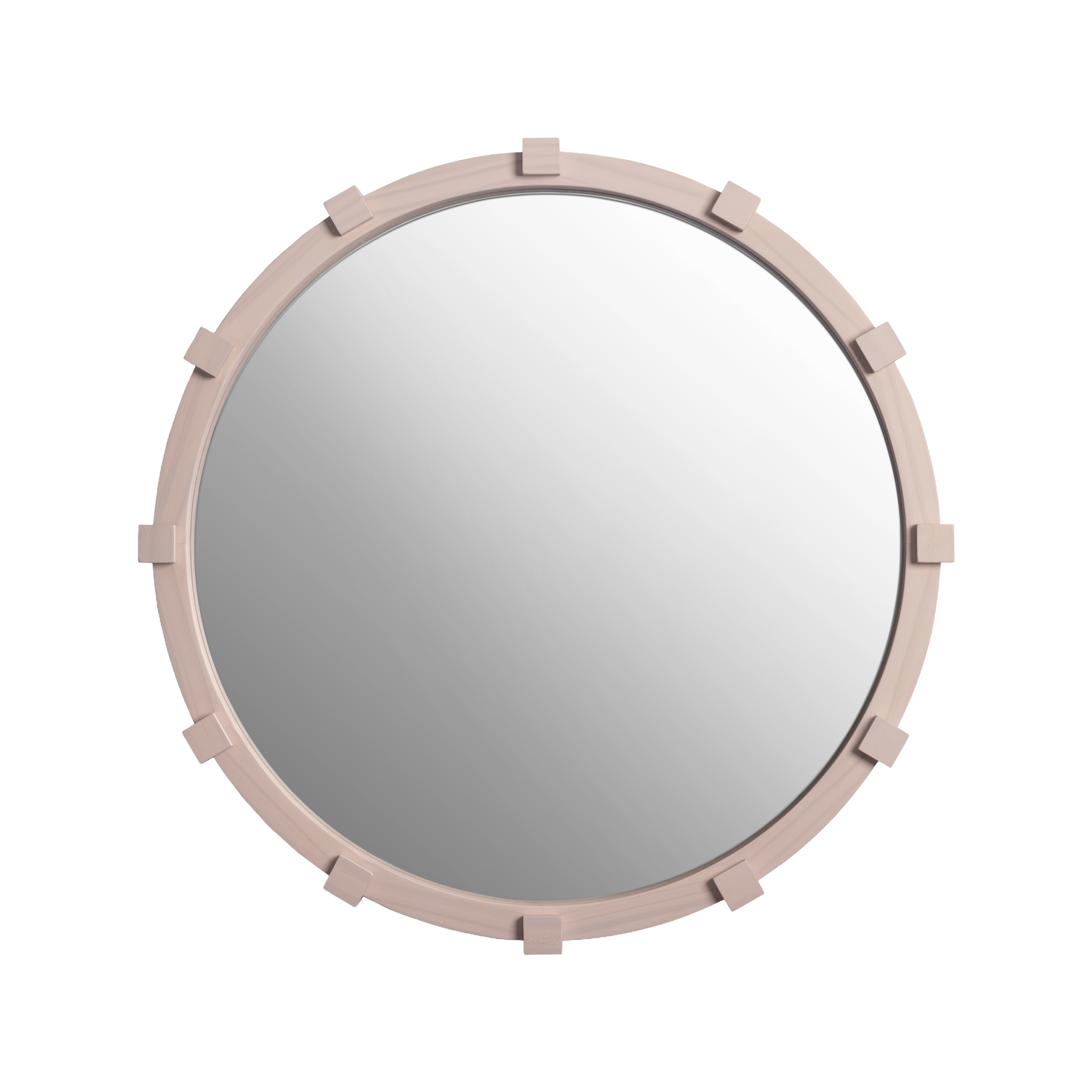 Round Mirror CHUNK Pink Wood