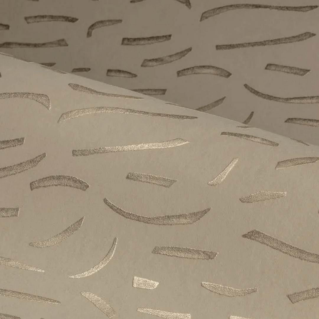 Structural wallpaper with metallic pattern LUMÉIS - BEIGE PLATINE platinum beige with gold