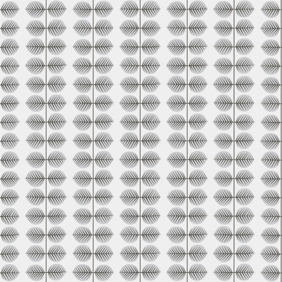 Tapete mit pflanzlichem Blattmuster BERSÅ weiß mit grau