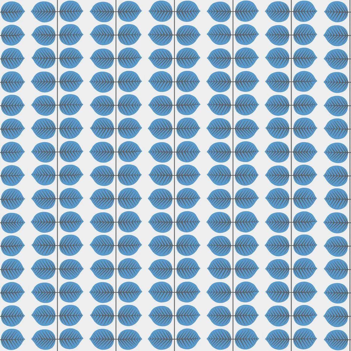 Tapete mit pflanzlichem Blattmuster BERSÅ weiß mit blau