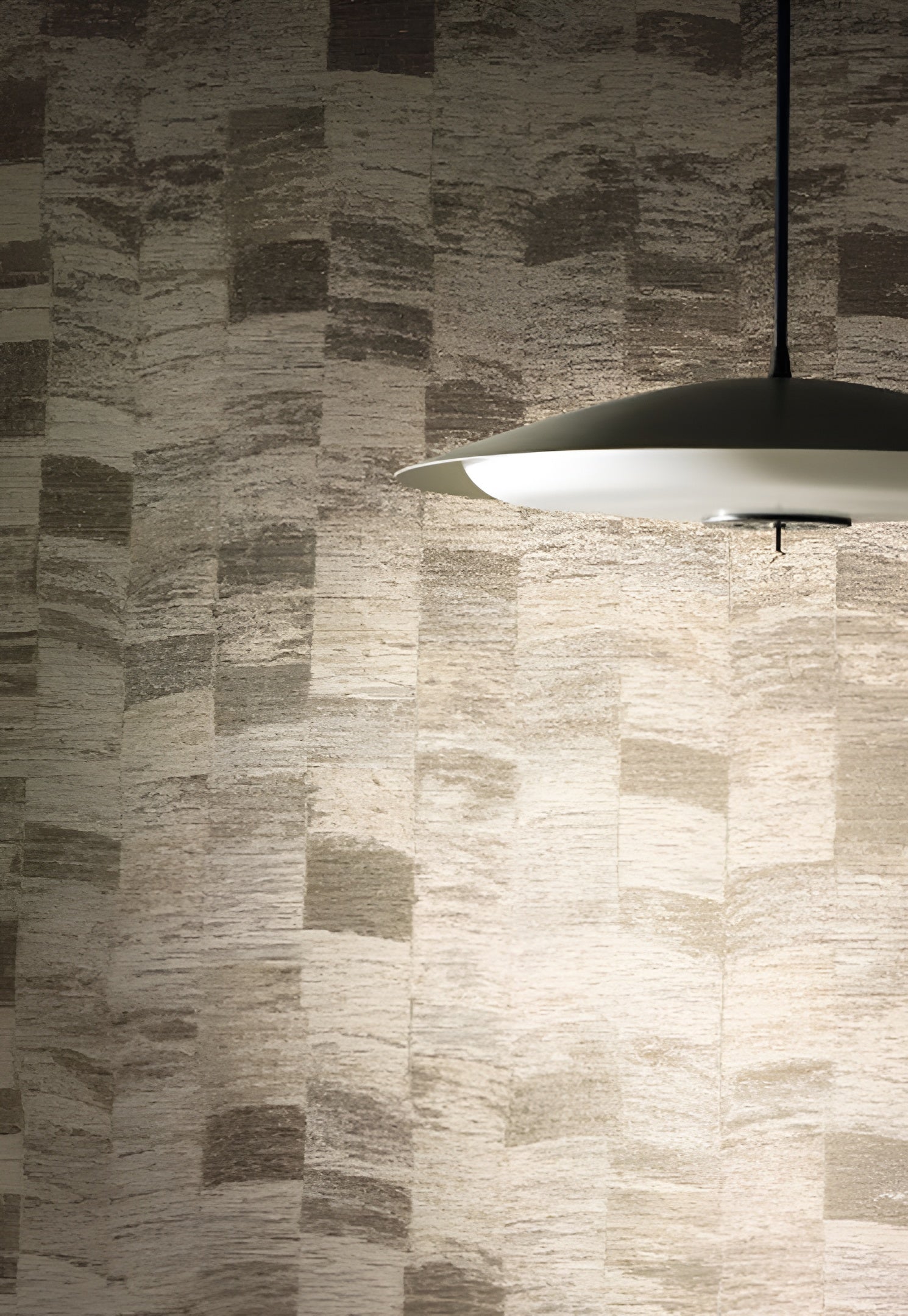 Textile wallpaper with a geometric pattern PUEBLOS - ACIER gray