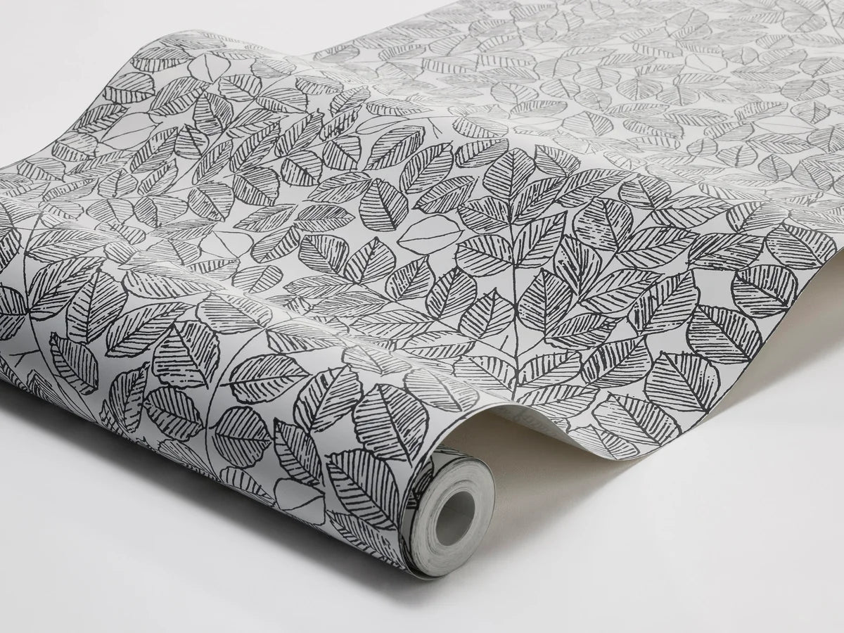 ROMANS Gray Leaf Pattern Wallpaper