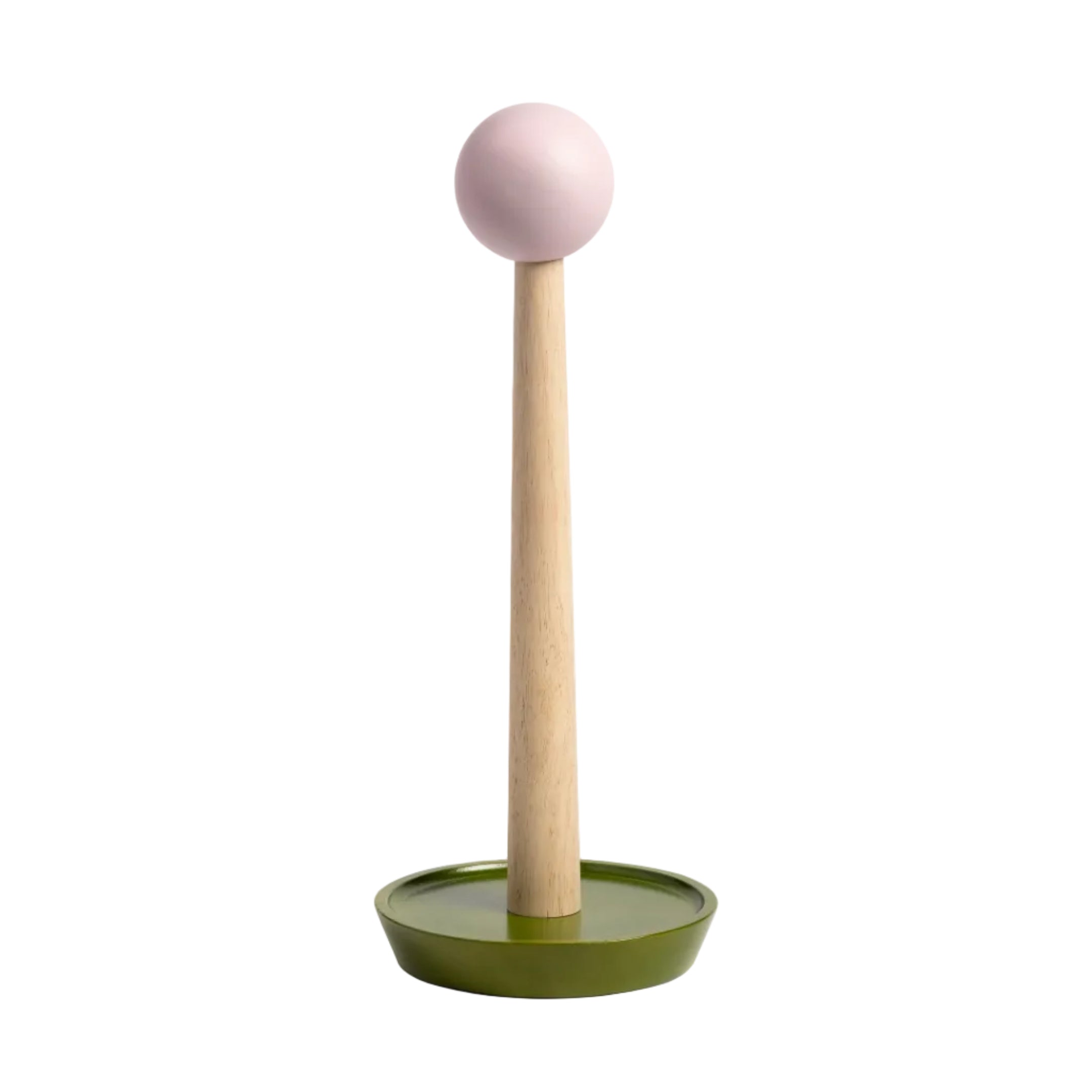 HALMA Wooden Paper Towel Holder in Green and Pink