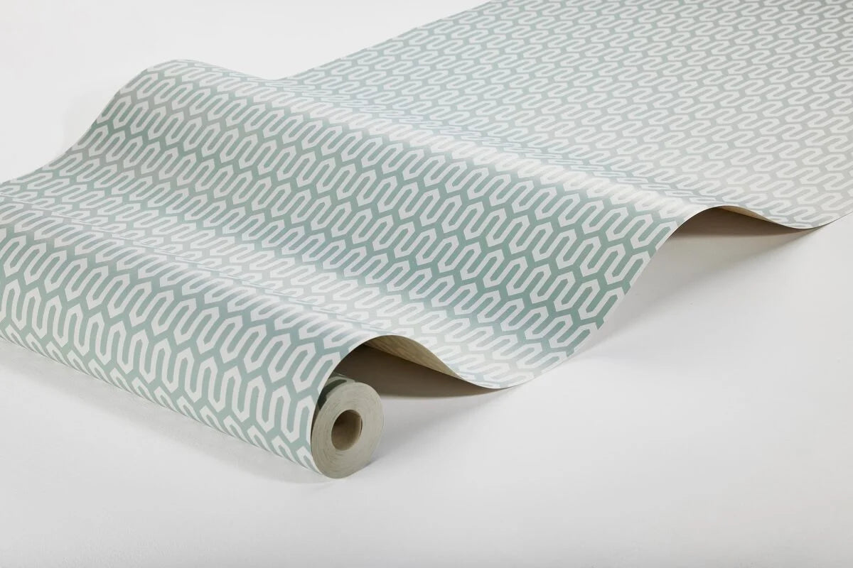 Non-woven paper wallpaper with geometric pattern YPSILON turquoise