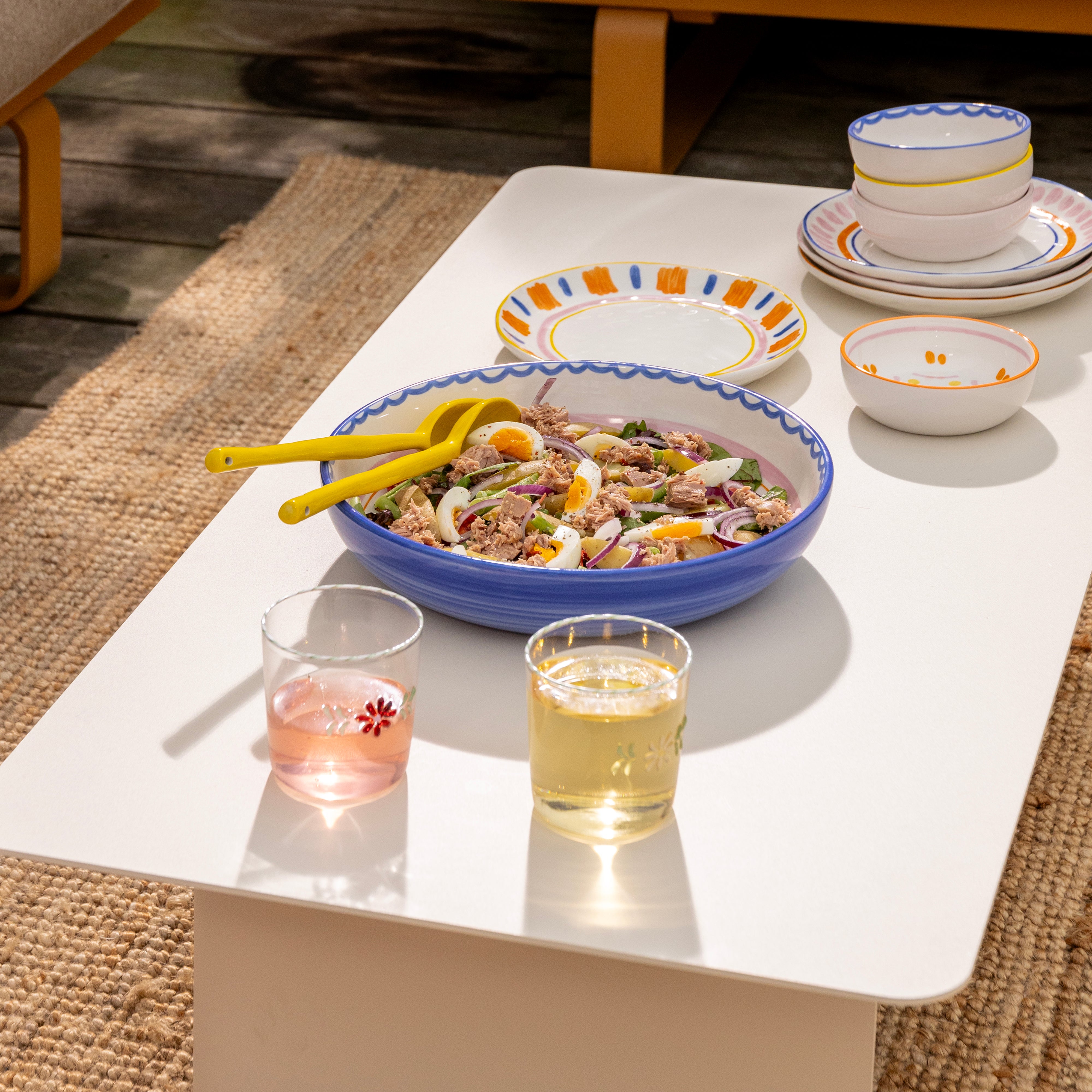 FLORA Glasses Set with Red Flower Motif