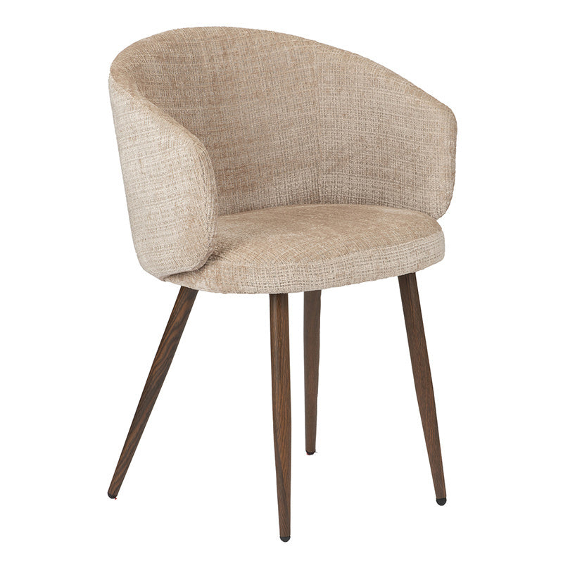LUNA Chair in Cream Beige with Dark Wooden Base