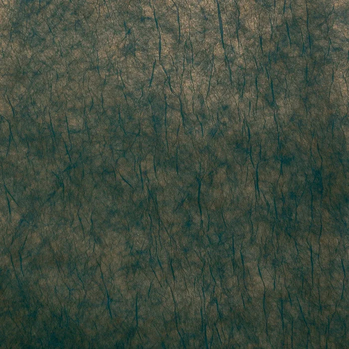 Textured metallic fabric wallpaper with pleats OXEA - TOPAZE green with gold