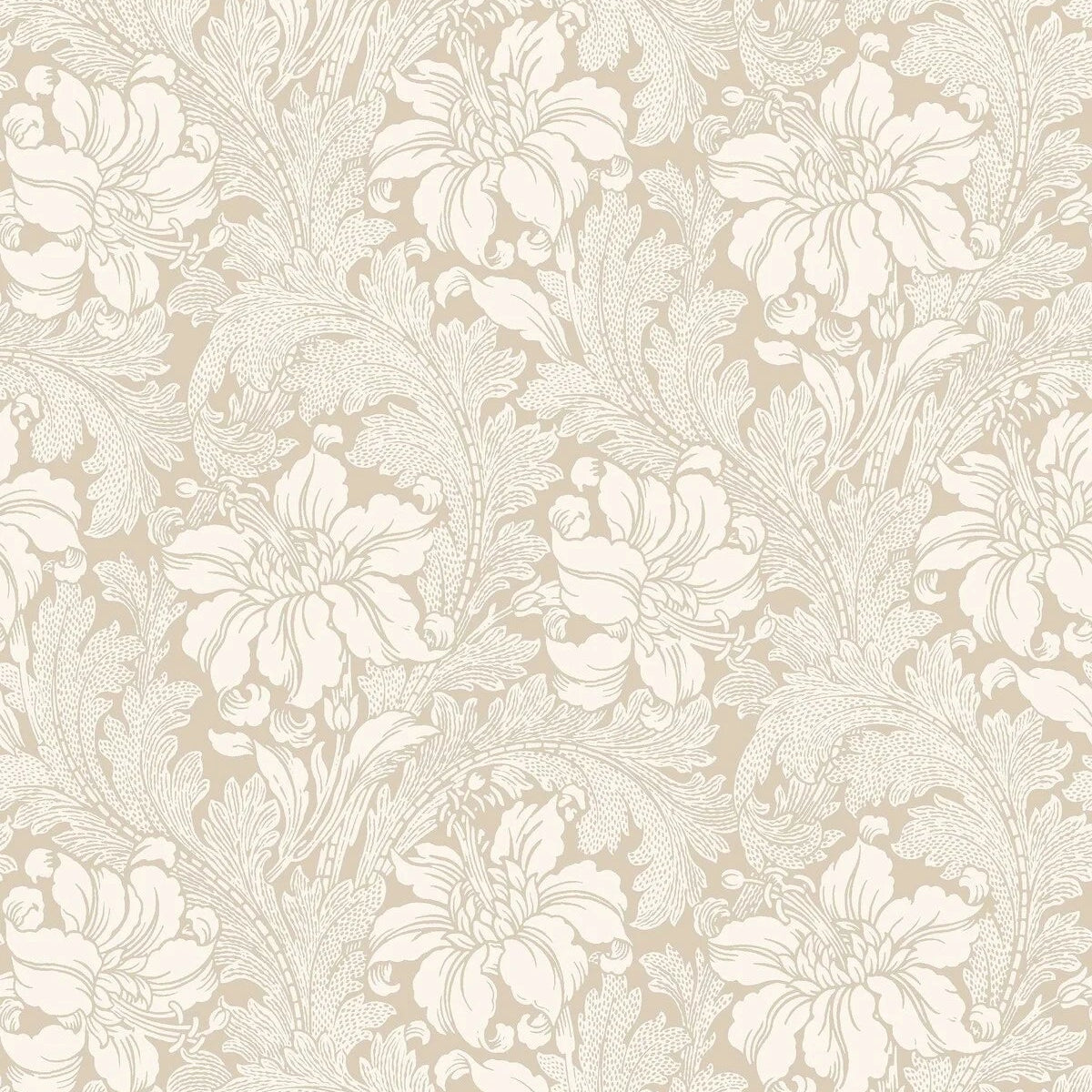 Non-woven paper wallpaper with a plant pattern ACANTHUS beige