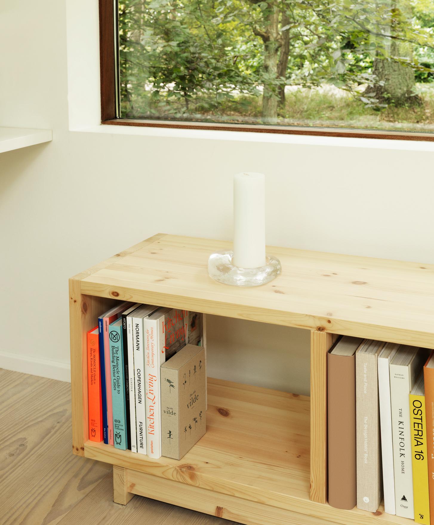 Plank pine wood bookcase